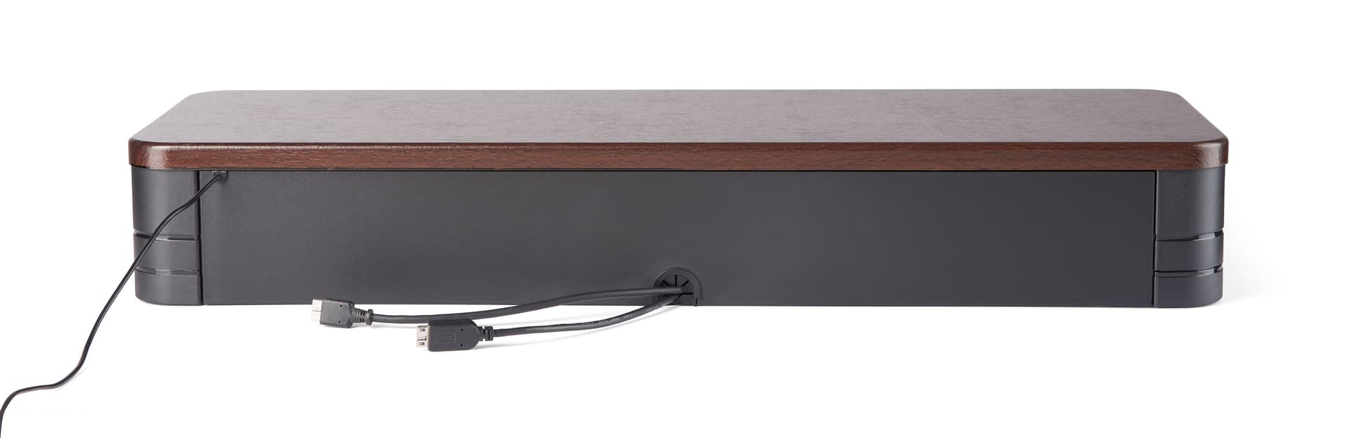UVC disinfecting monitor stand with cord management