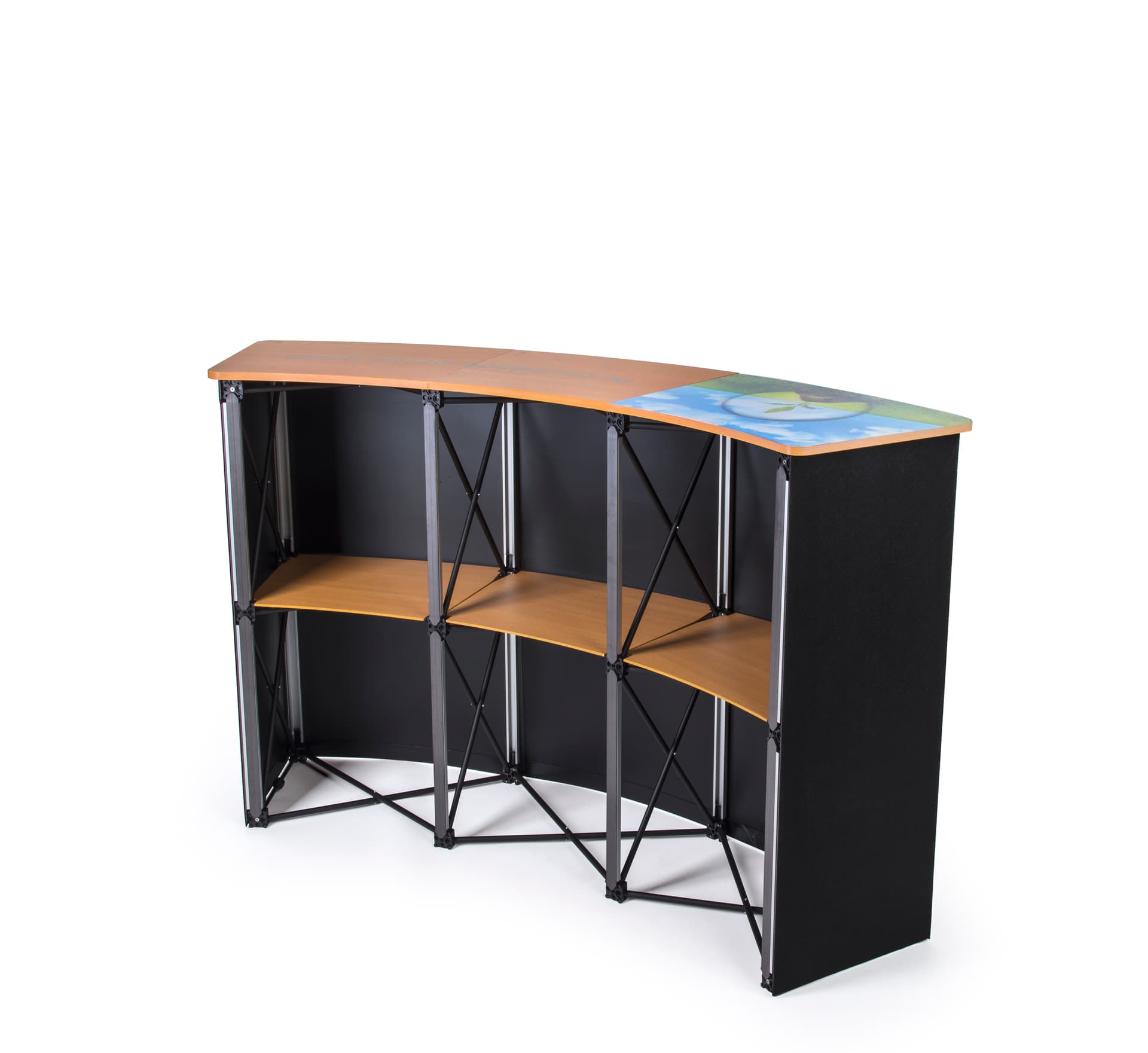 Three hidden shelves in pop up custom counter