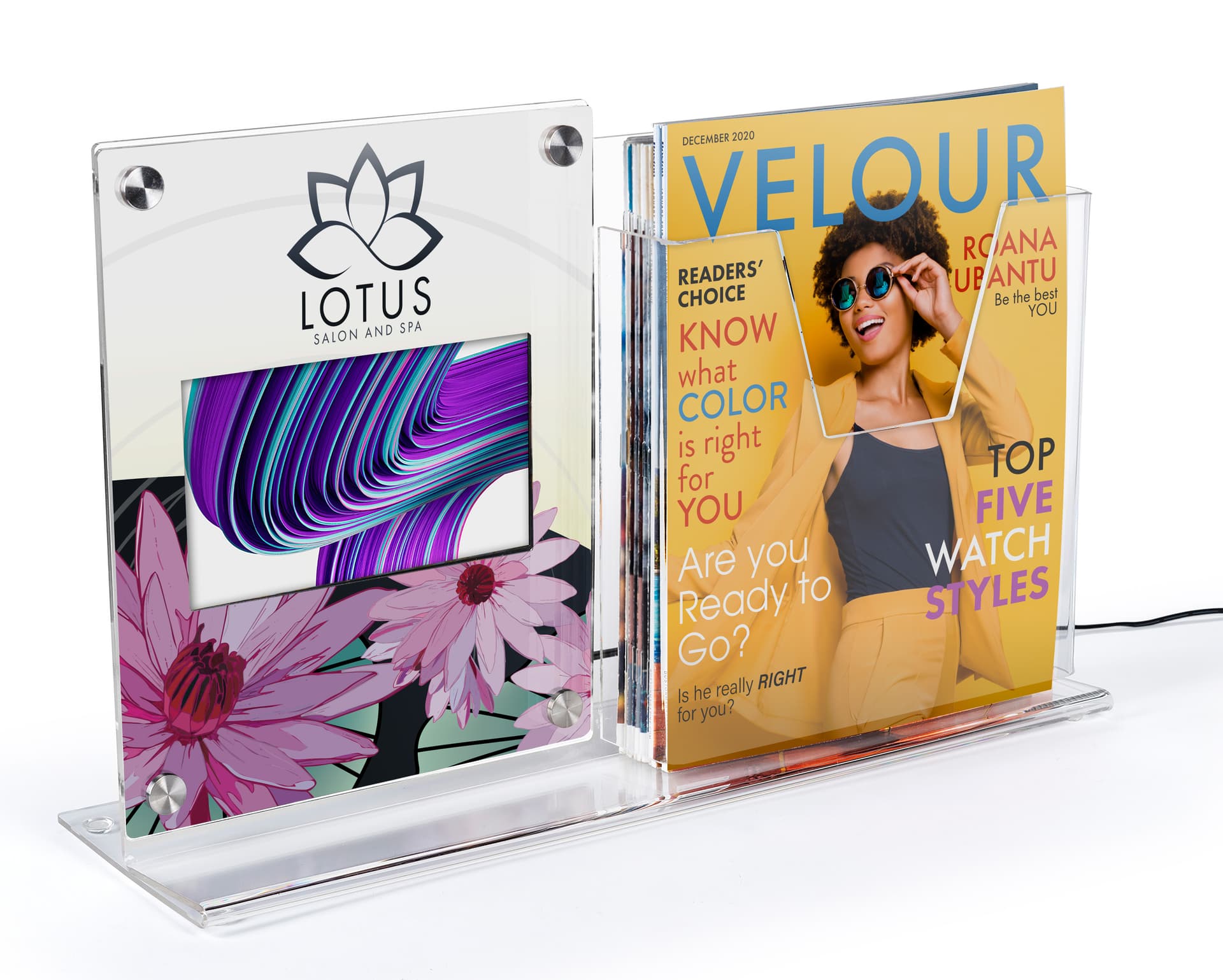 Countertop Digital Sign Display with Magazine Holder | 7in Screen ...