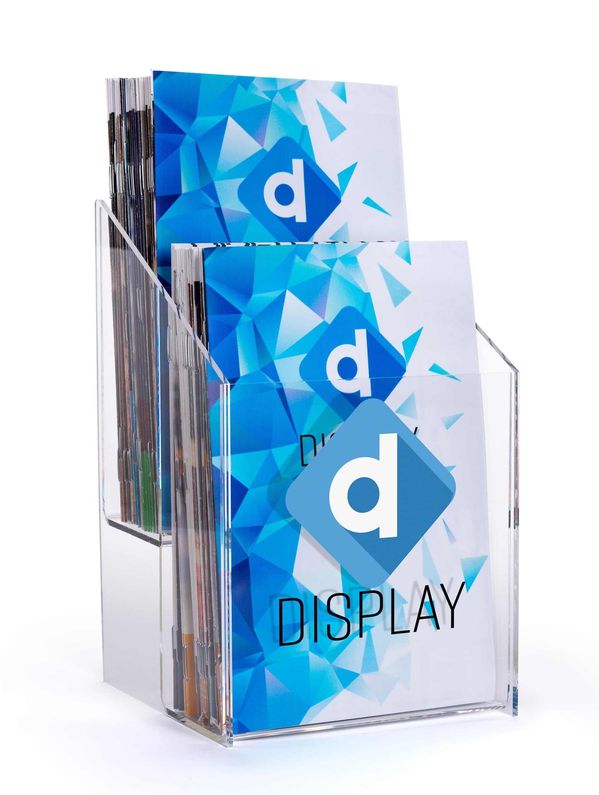 2-Tier custom printed plastic countertop booklet holder