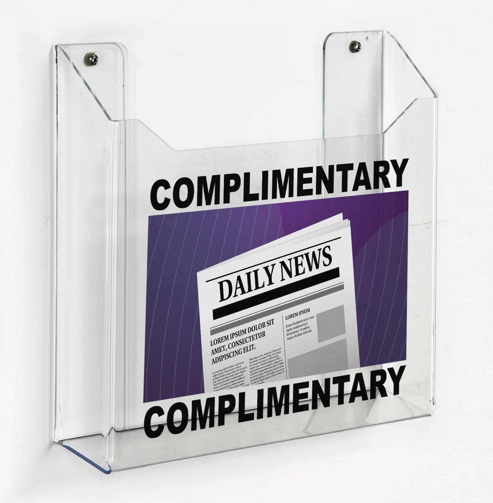 Personalized clear acrylic wall mount custom printed newspaper tabloid rack