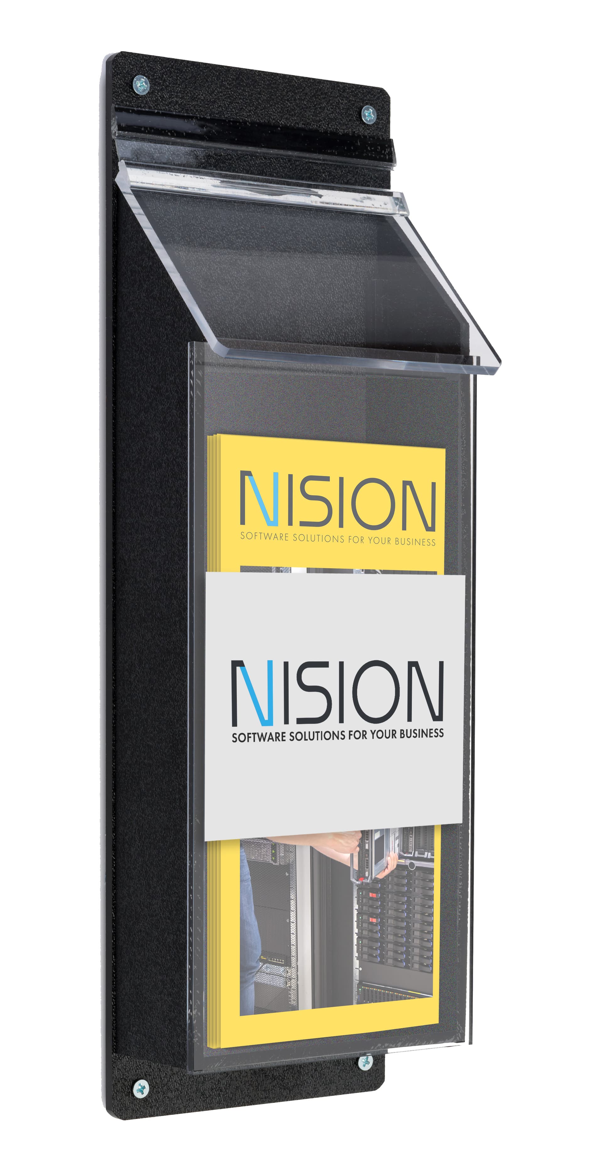 Custom branded outdoor 4 x 9 pamphlet display with lid