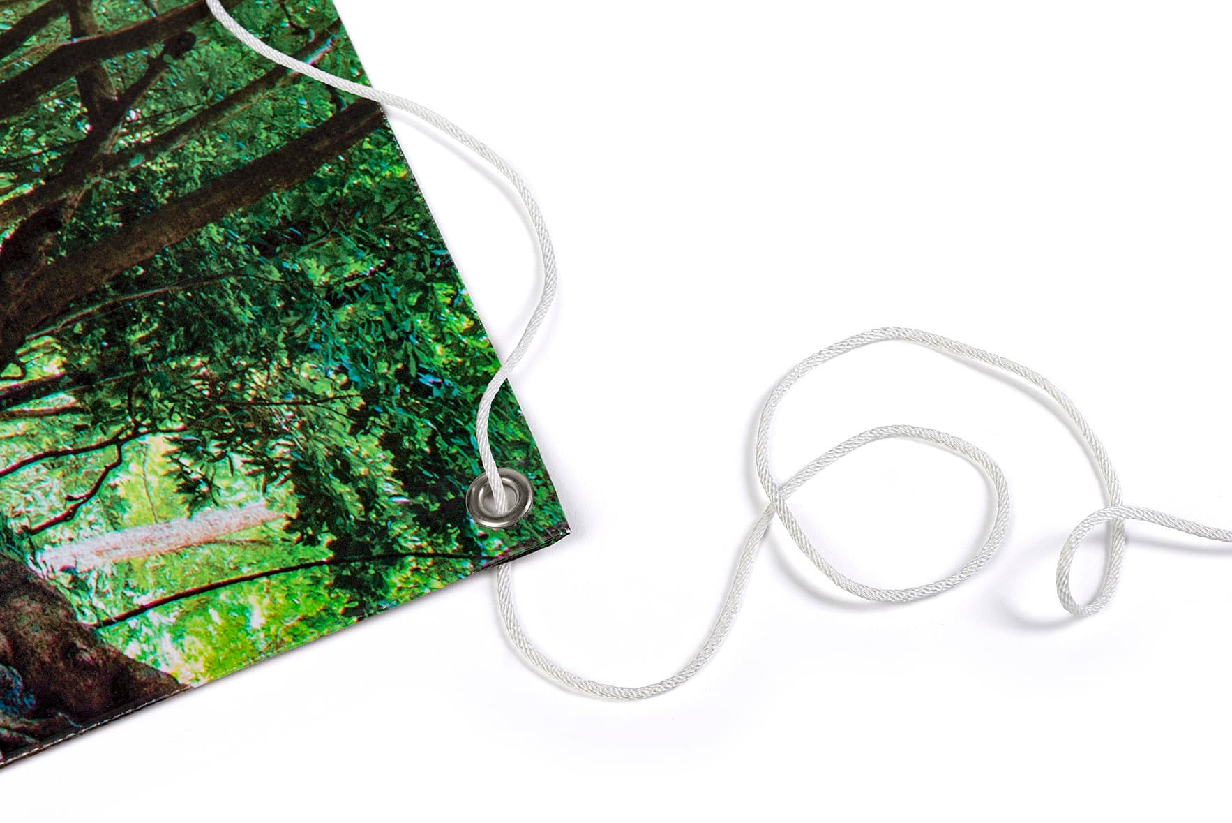 Personalized vinyl banner displays with brass grommets