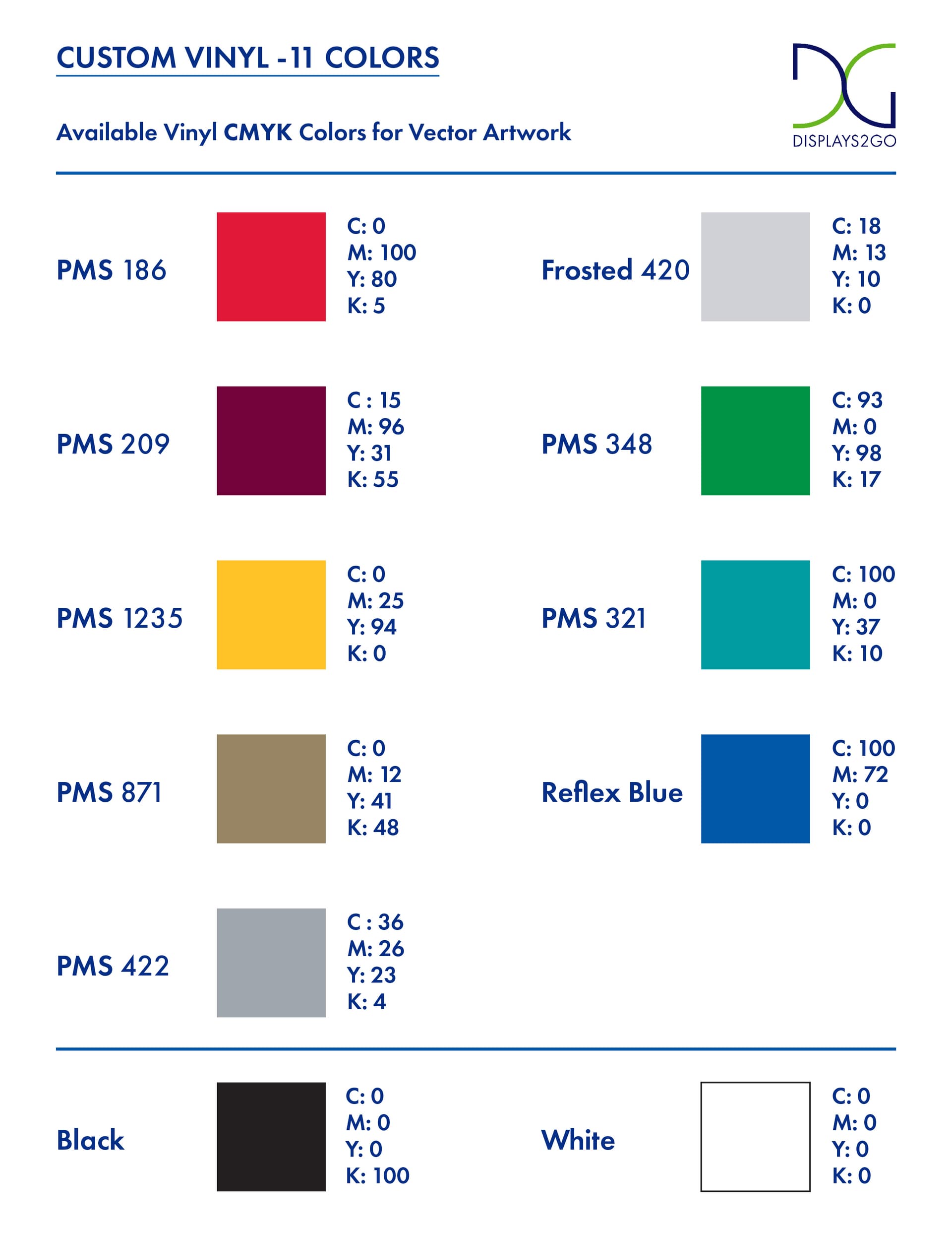 PMS vinyl colors