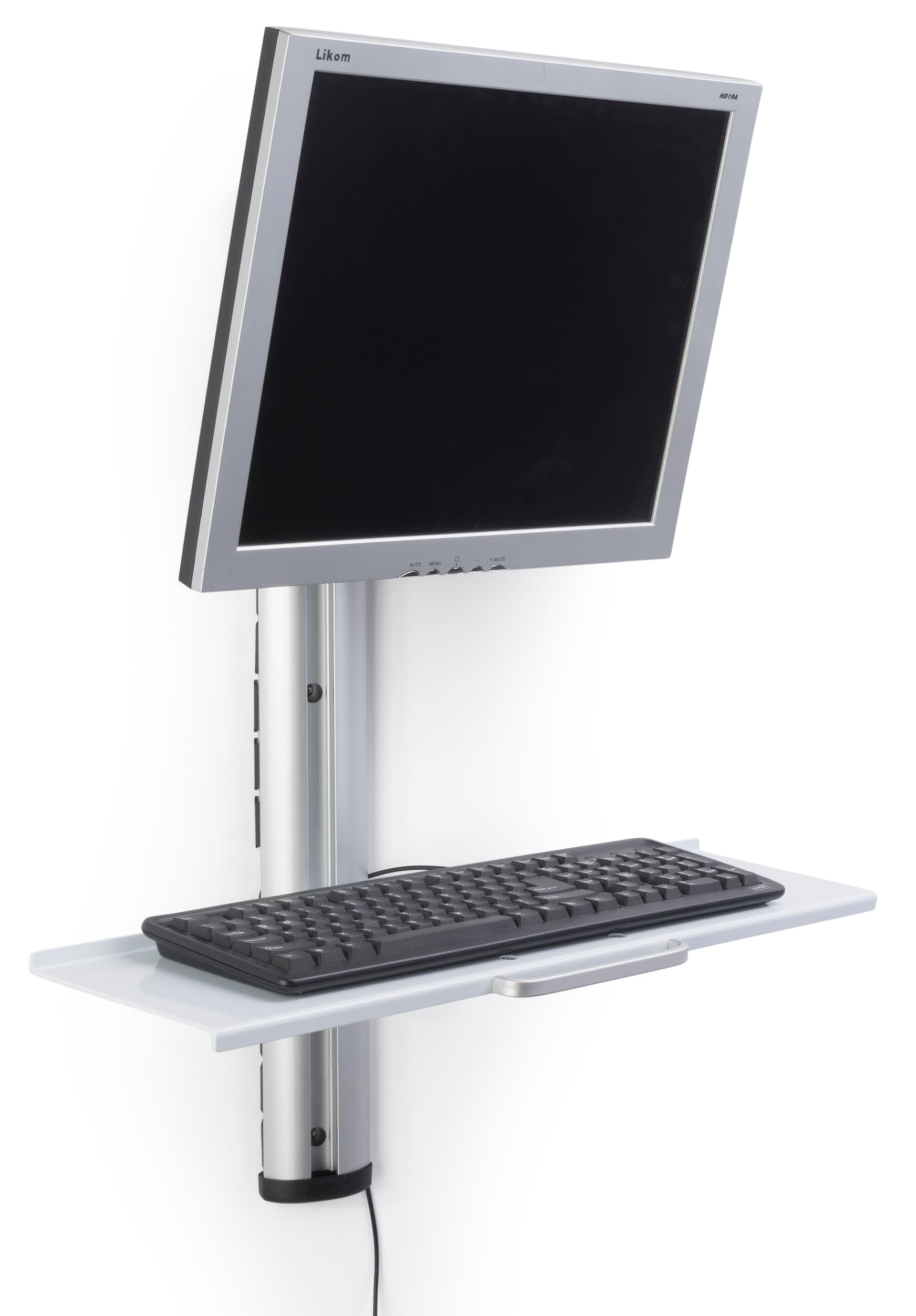 Adjustable Wall Mount Computer Station with Keyboard Tray