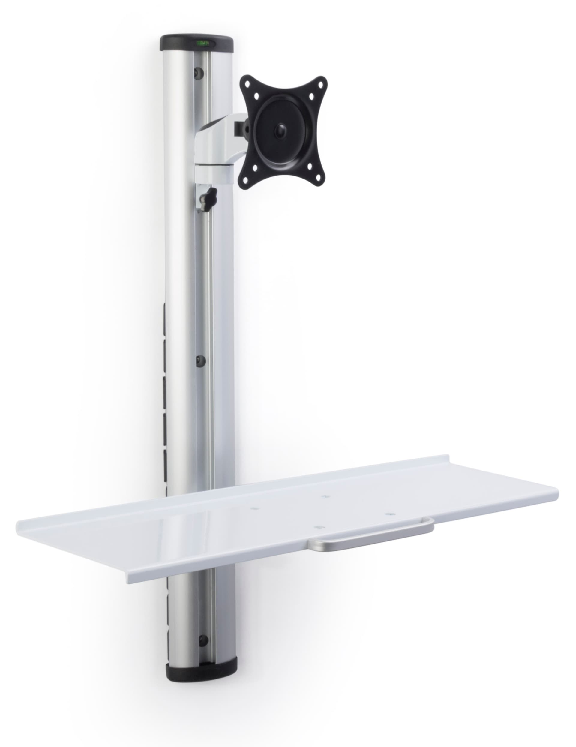 Adjustable Wall Mount Computer Station, Silver Finish
