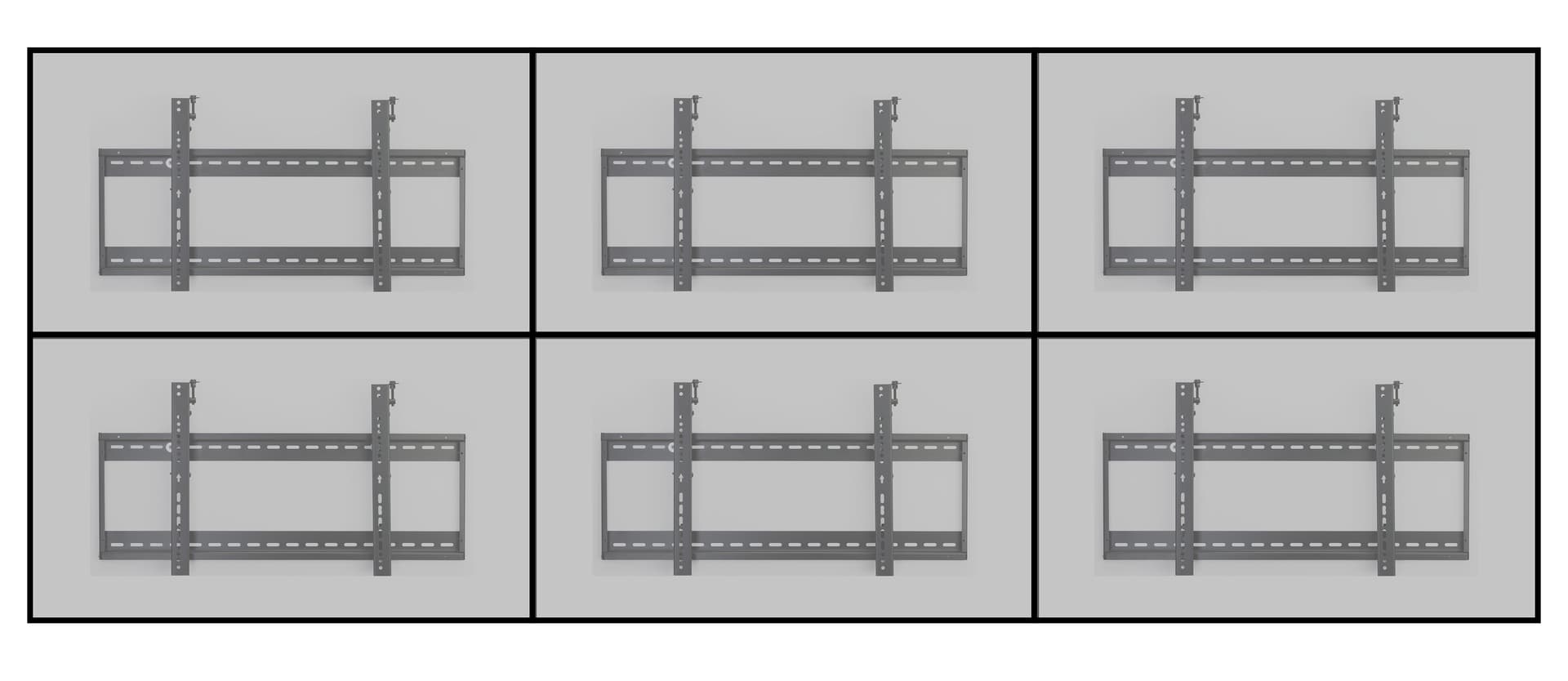 Video wall display 3x2 mounts for 45"-70" LCD screens