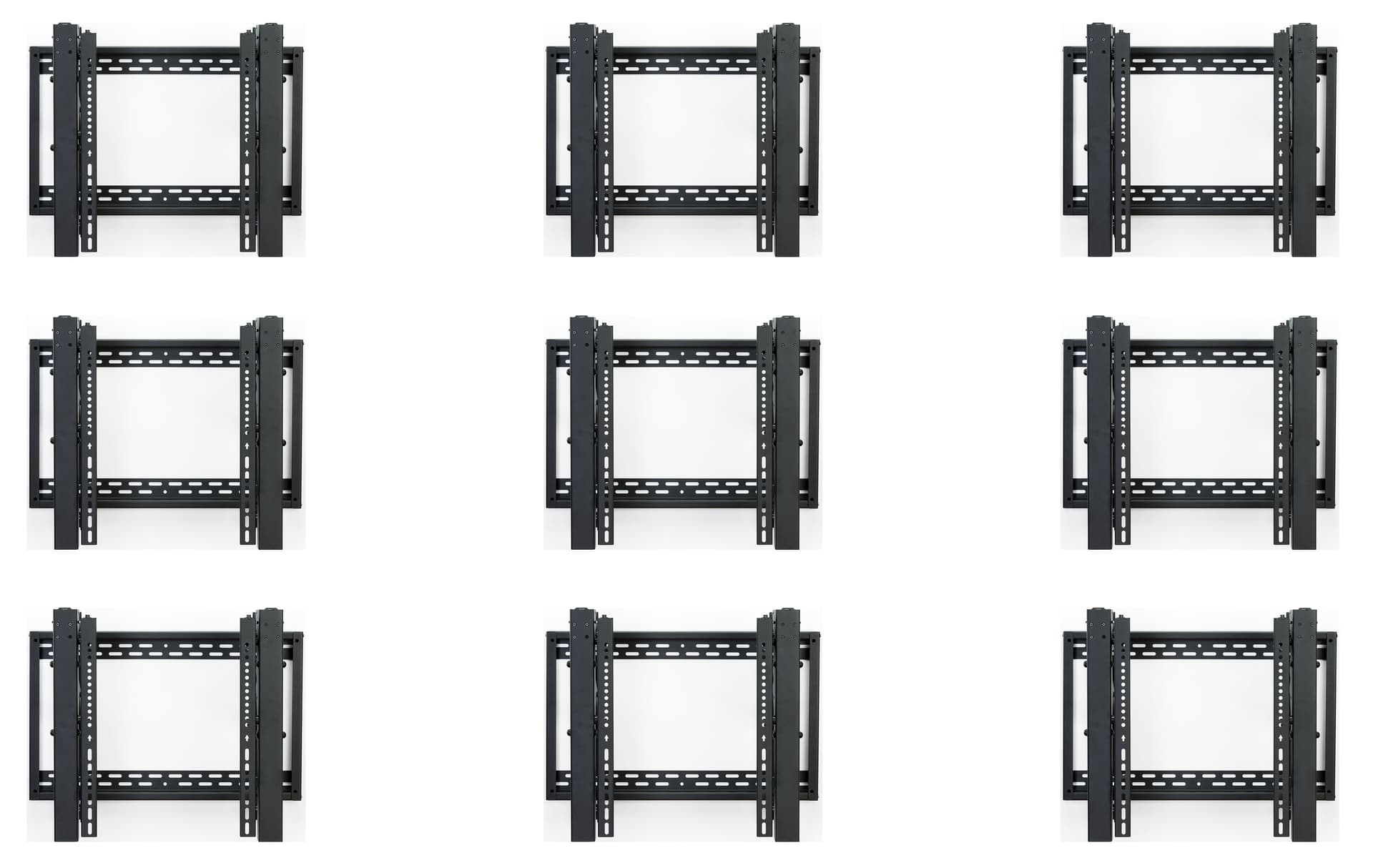 3x3 LCD video wall TV mounting system with micro-adjust