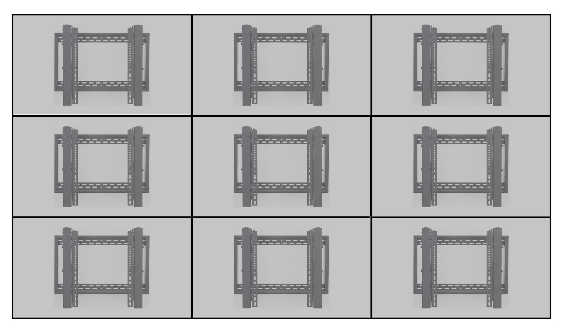 Steel 3x3 LCD video wall TV mounting system