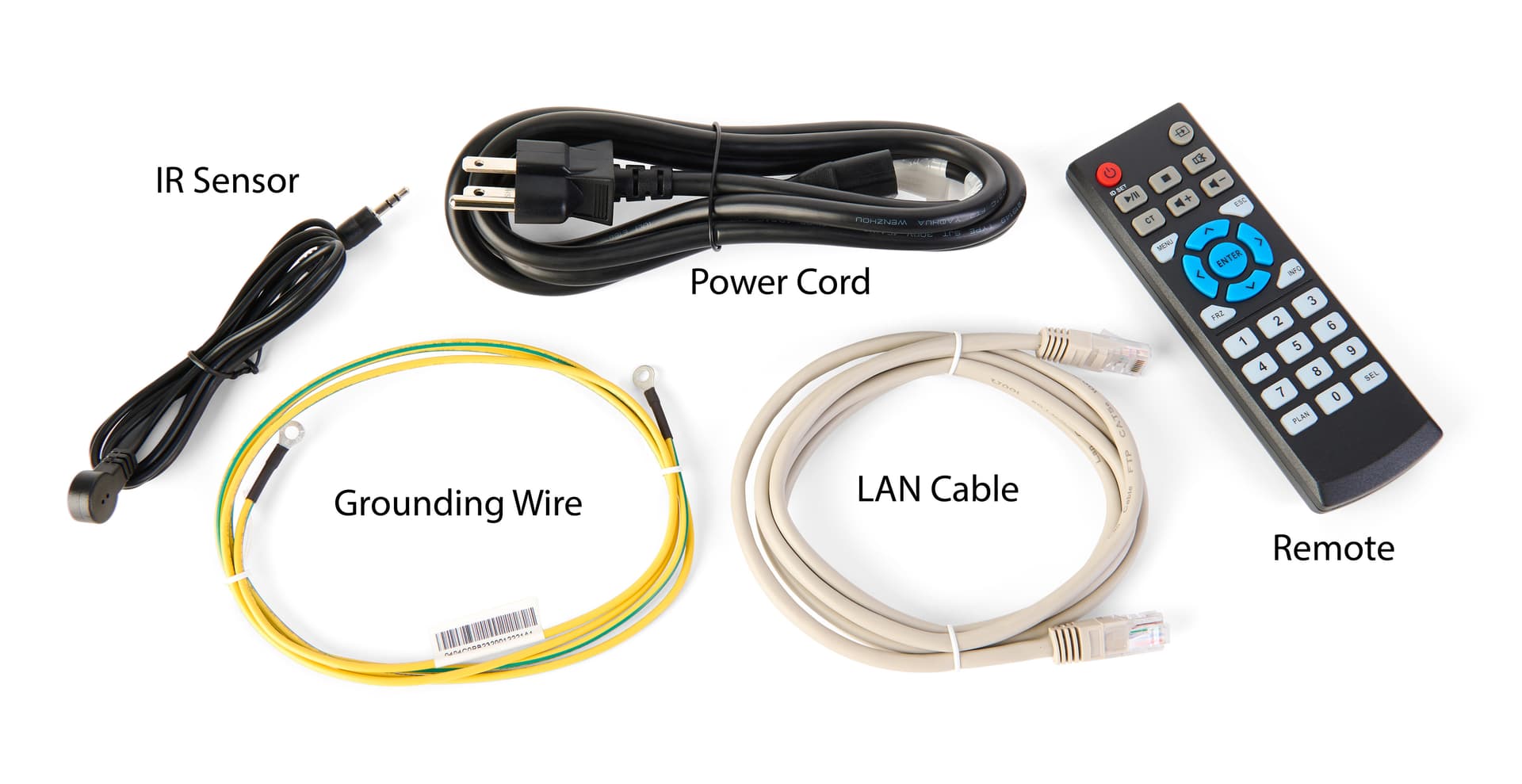 LCD video wall bundle with remote control and included cables