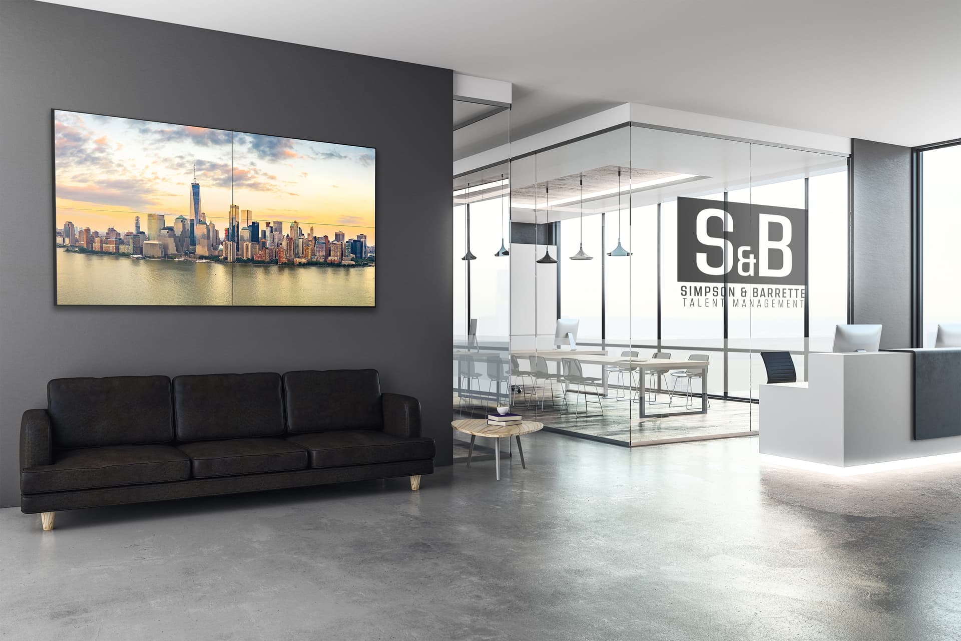 LCD Video Wall Bundle with wall mount placement