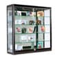 3x3 Wall Mounted Display Case w/Mirror Back & 2 Top LED Lights, Locking - Black