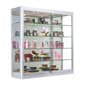 3x3 Wall Mounted Display Case w/Mirror Back & 2 Top LED Lights, Locking - Silver