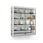 3x3 Wall Mounted Display Case w/Mirror Back & 2 Top LED Lights, Locking - Silver