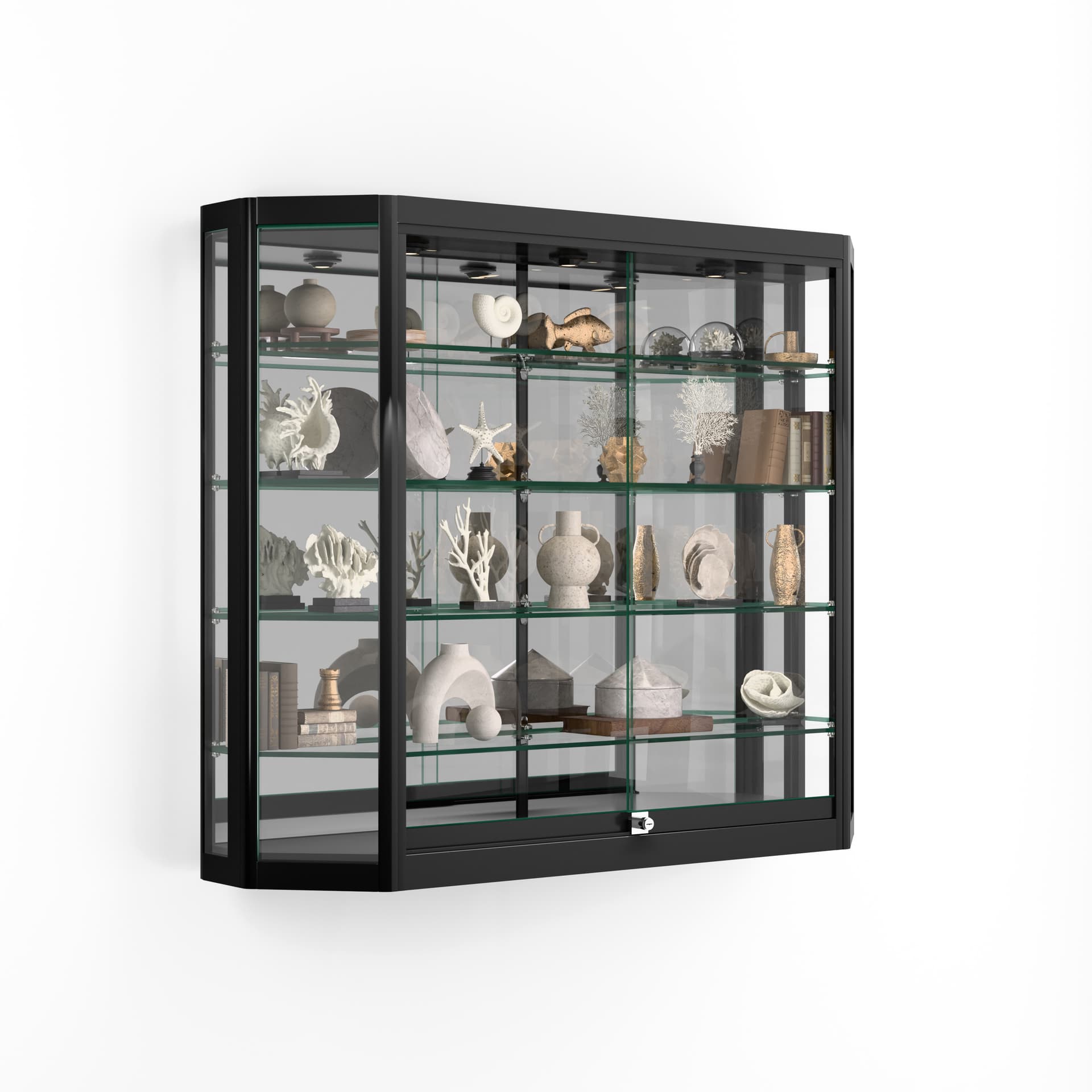Black Wall Mounted LED Display Cabinet