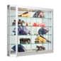 4x3 LED Wall Mounted Display Case w/Angled Front, Sliding Doors, Locking - Silver
