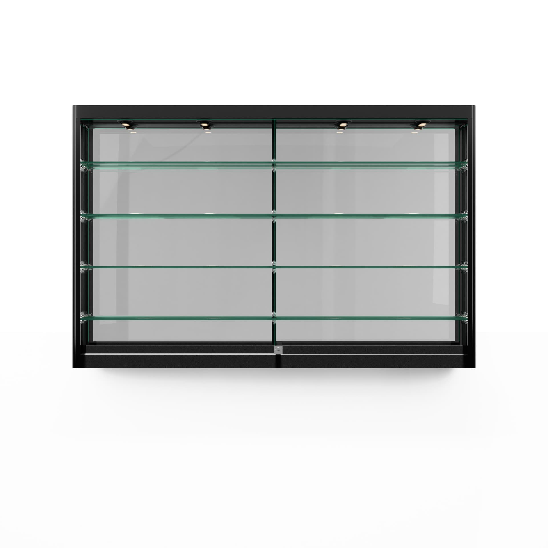 LED wall showcase cabinet with four overhead lights