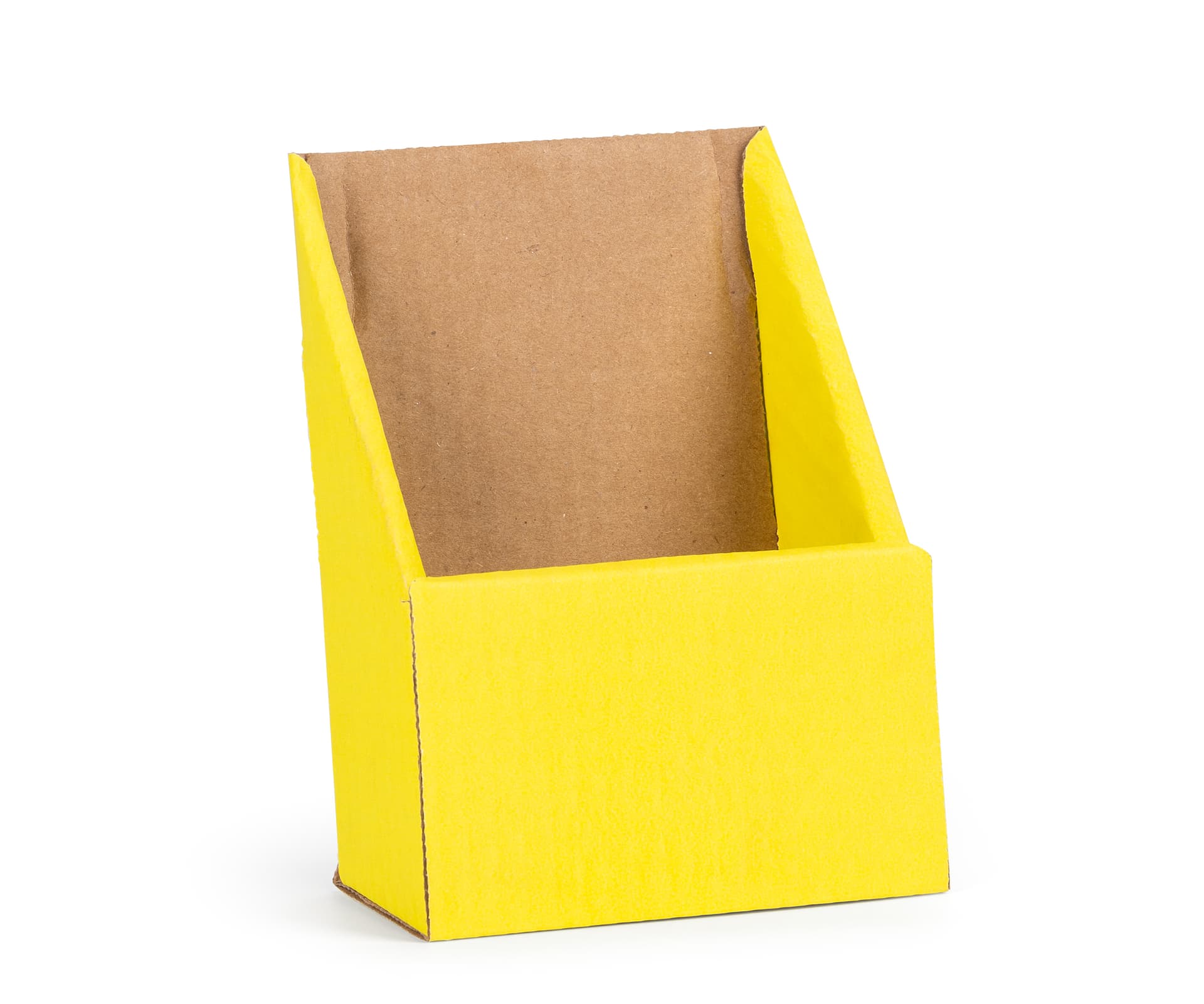 Yellow cardboard brochure holders