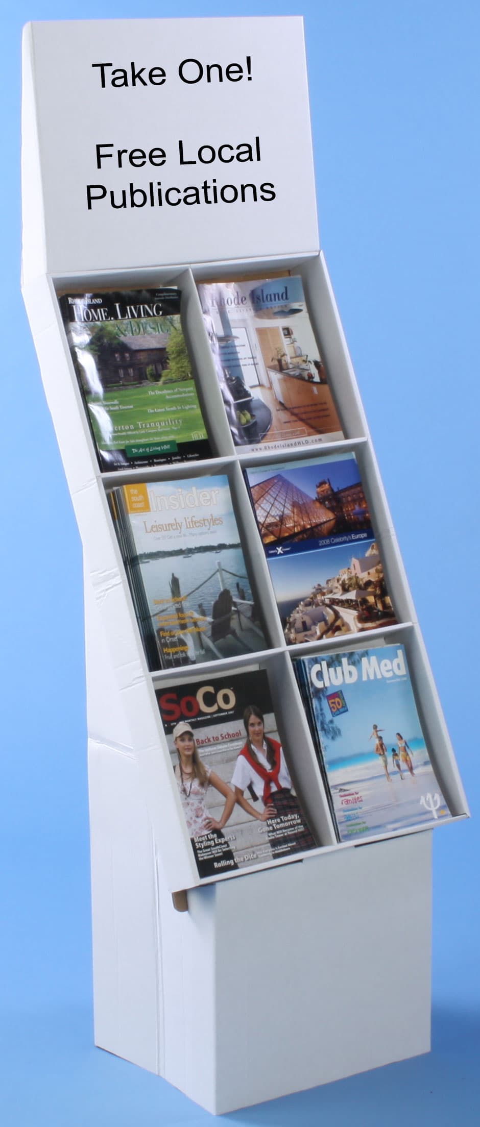 Cardboard Magazine Holder: White Corrugated Cardboard