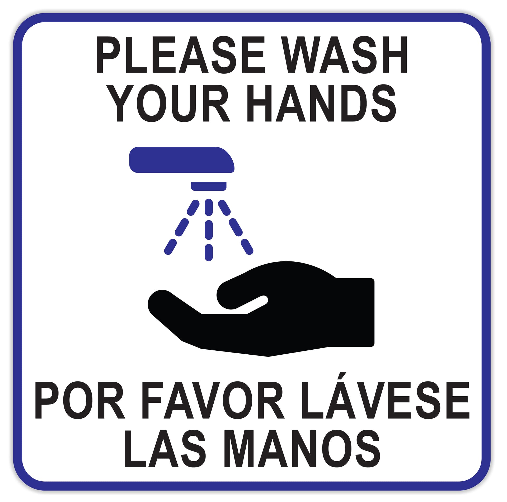 12 x 12 square bilingual handwashing sign cling