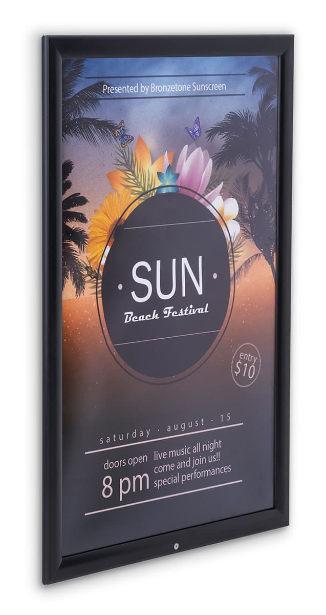 Slim profile 20 x 30 black weather resistant snap frame