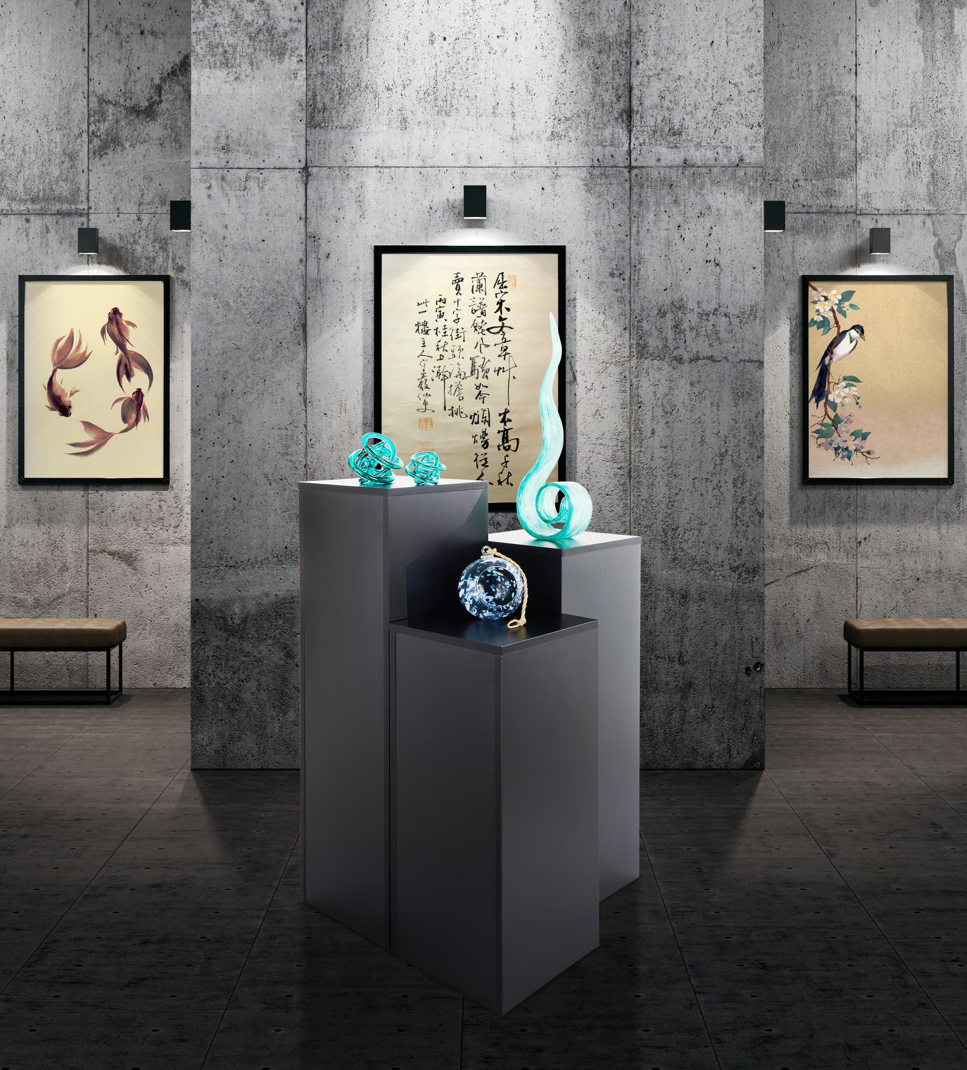 Modern Display Pedestal with Shoes