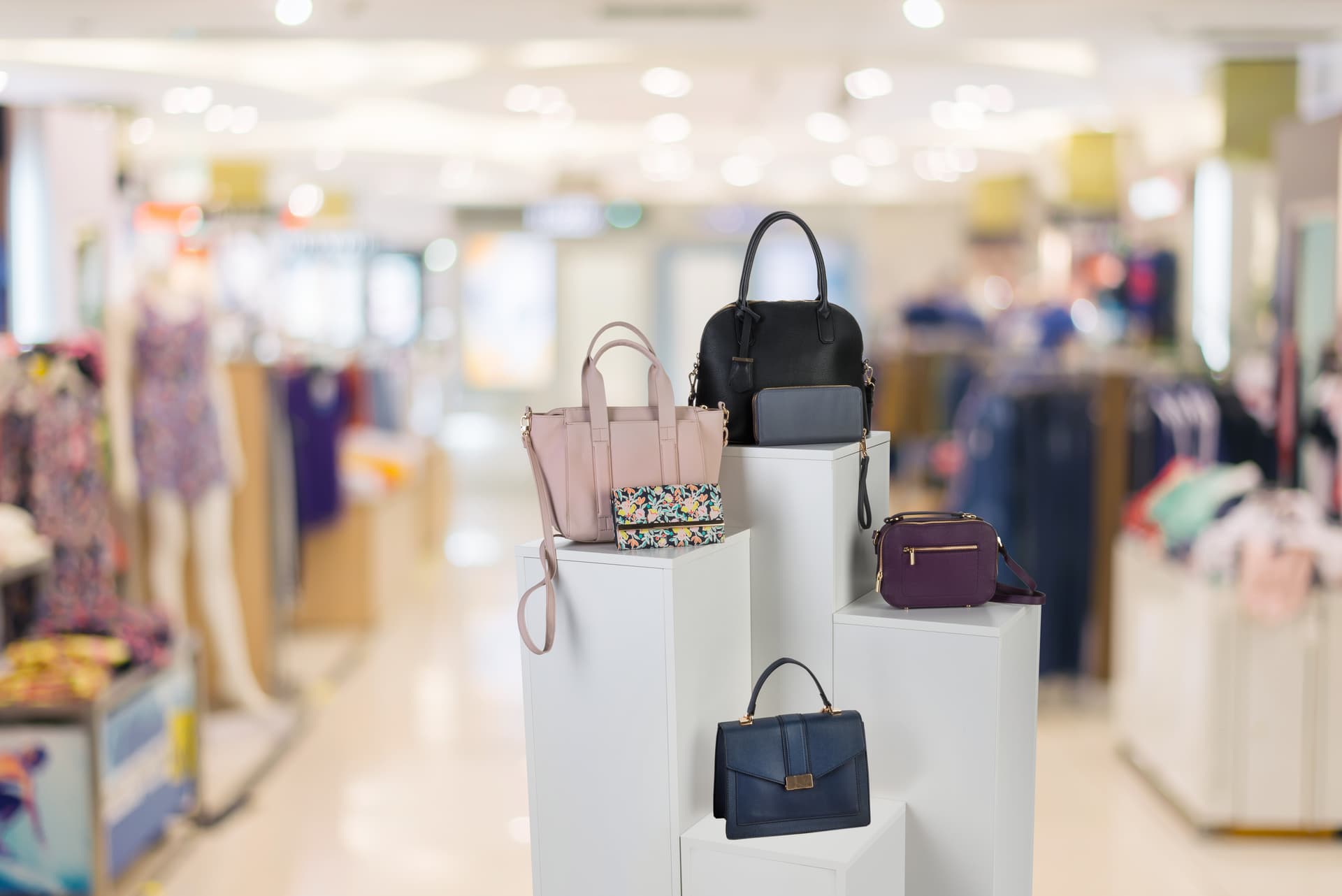 Square Pedestal Stand in a Retail Store