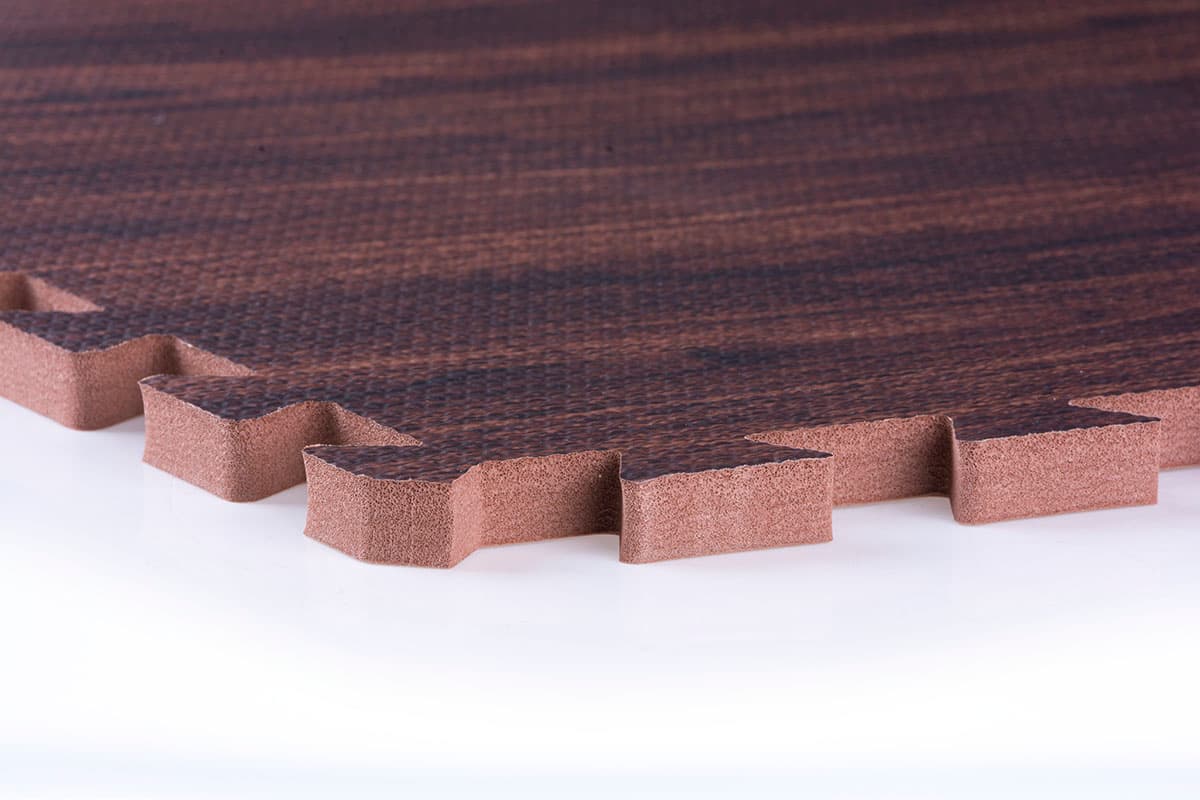 Dark Oak Interlocking Wood Floor Mats - Non-Toxic & Odor Free