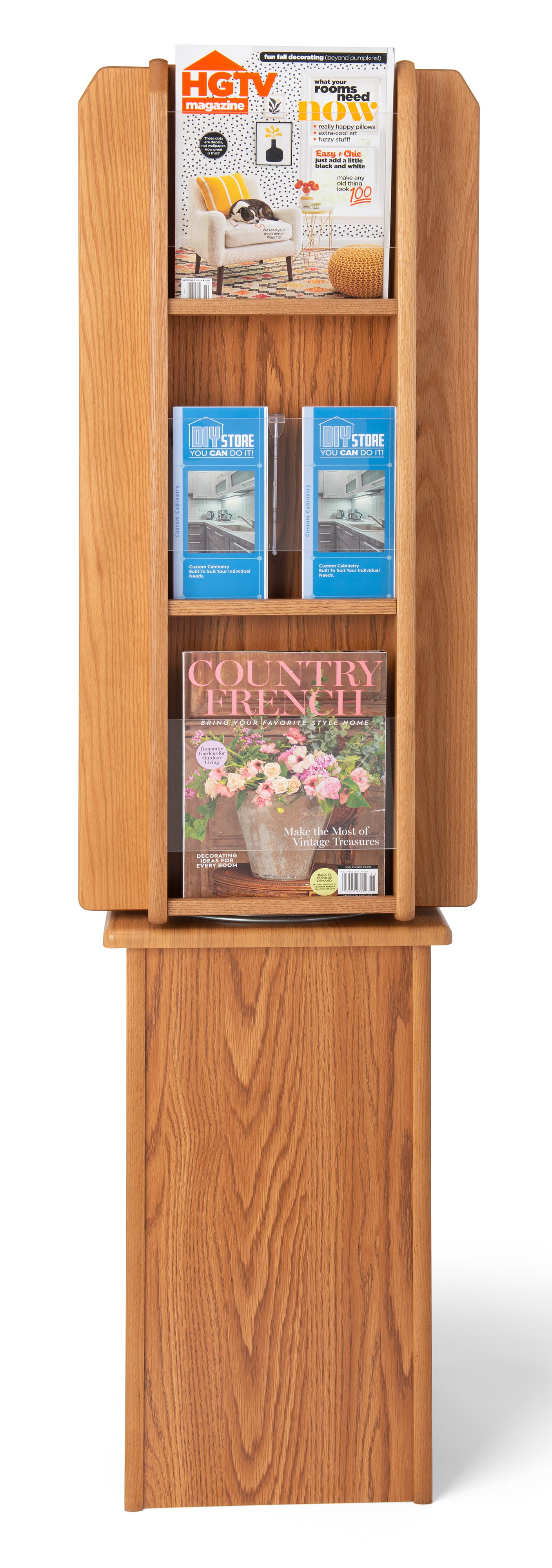 Wood magazine rack with durable construction 