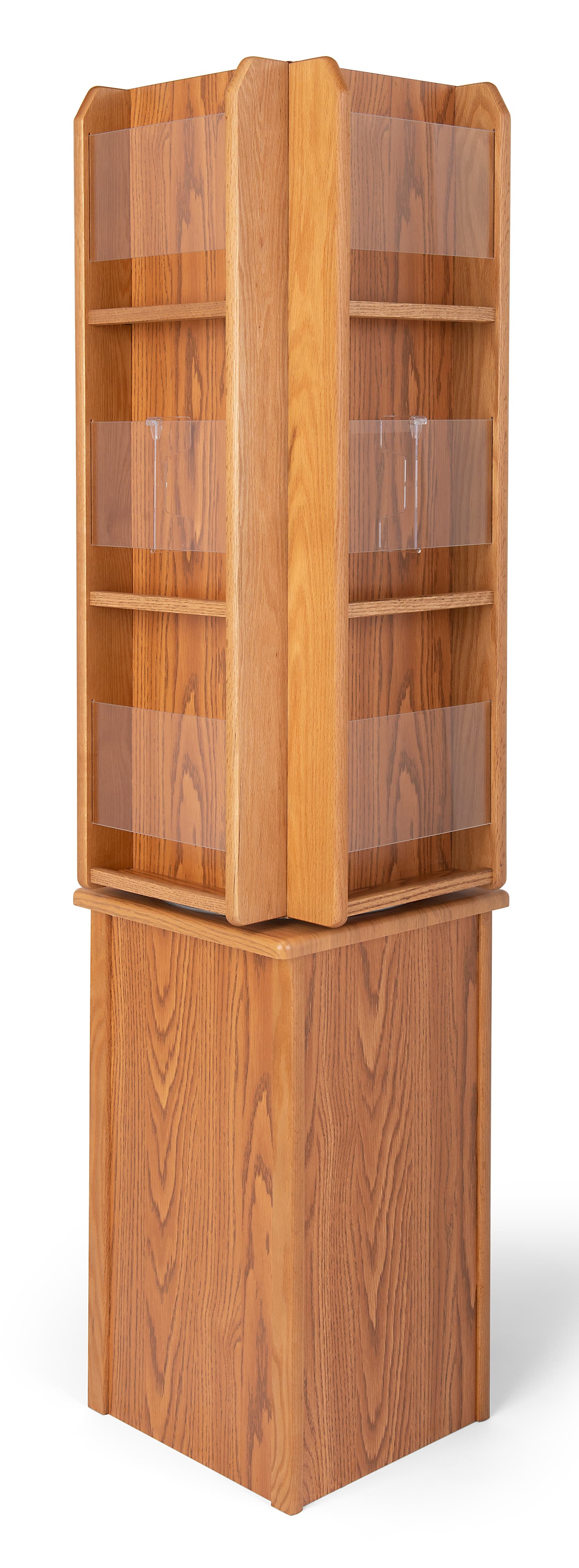Wood magazine rack with clear acrylic front panels 