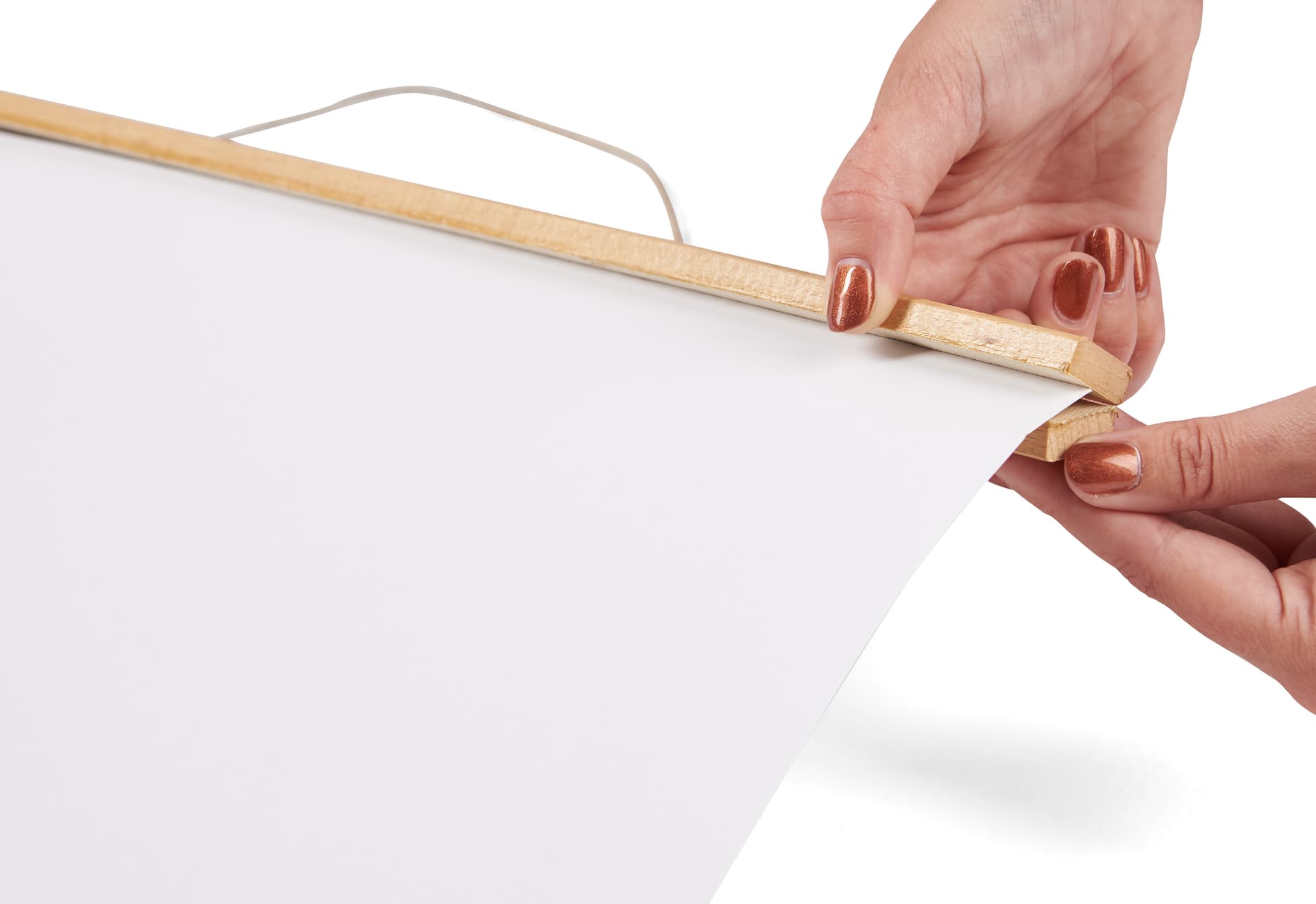 Wood magnetic poster hanger with easy loading style