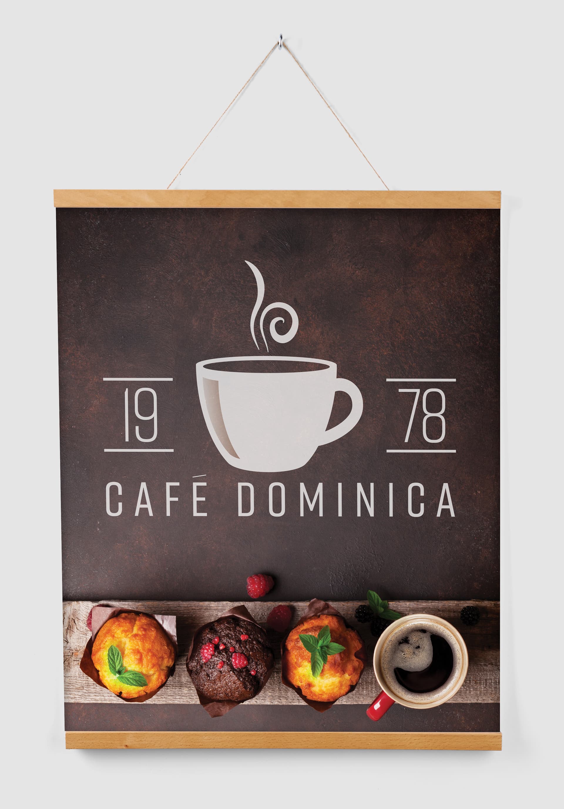 Wood magnetic poster hanger with paper poster