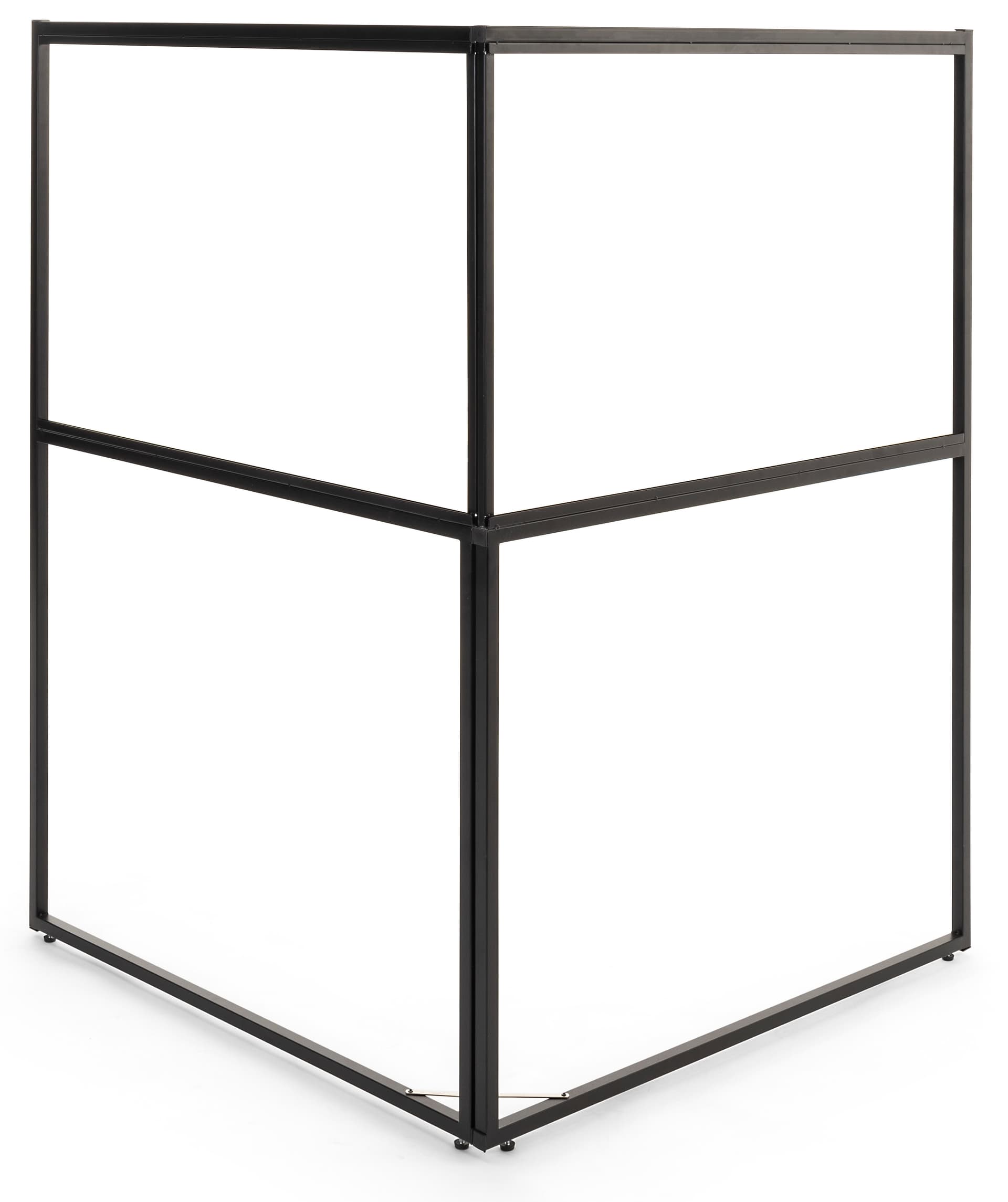 Free standing corner sign frame features a matte black powder coated metal frame