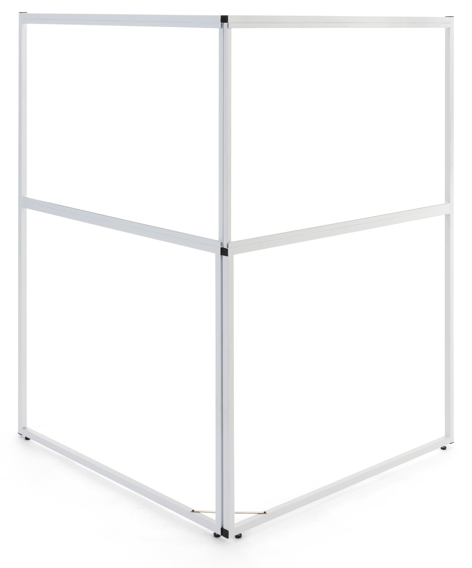 Multi Direction corner signage features white powder coated frame with black accents