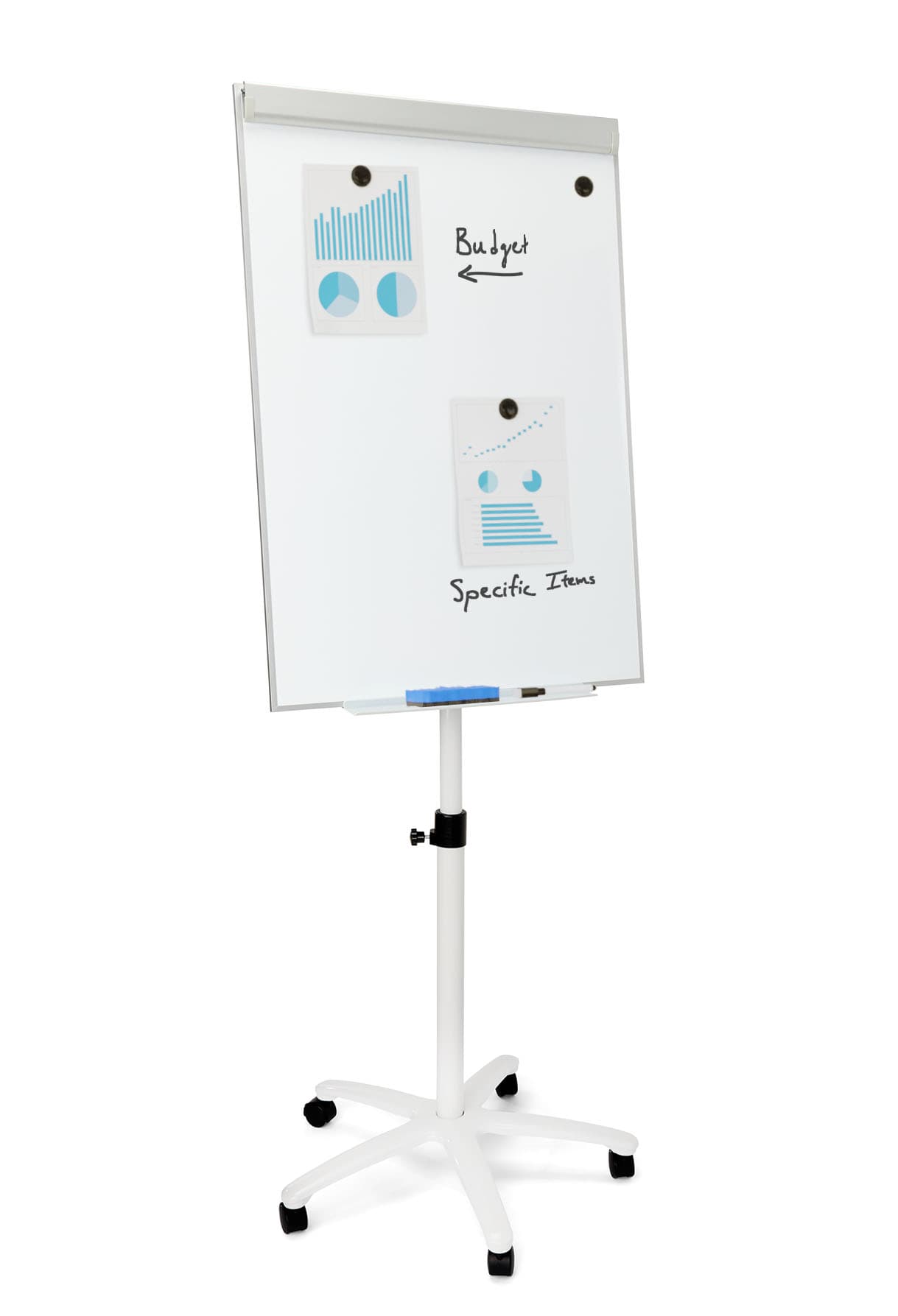Mobile dry erase board with magnetic surface