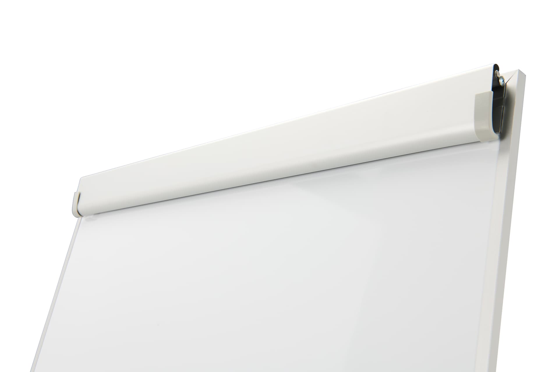 Mobile dry erase board with two sliding clips and clamp for securing  materials