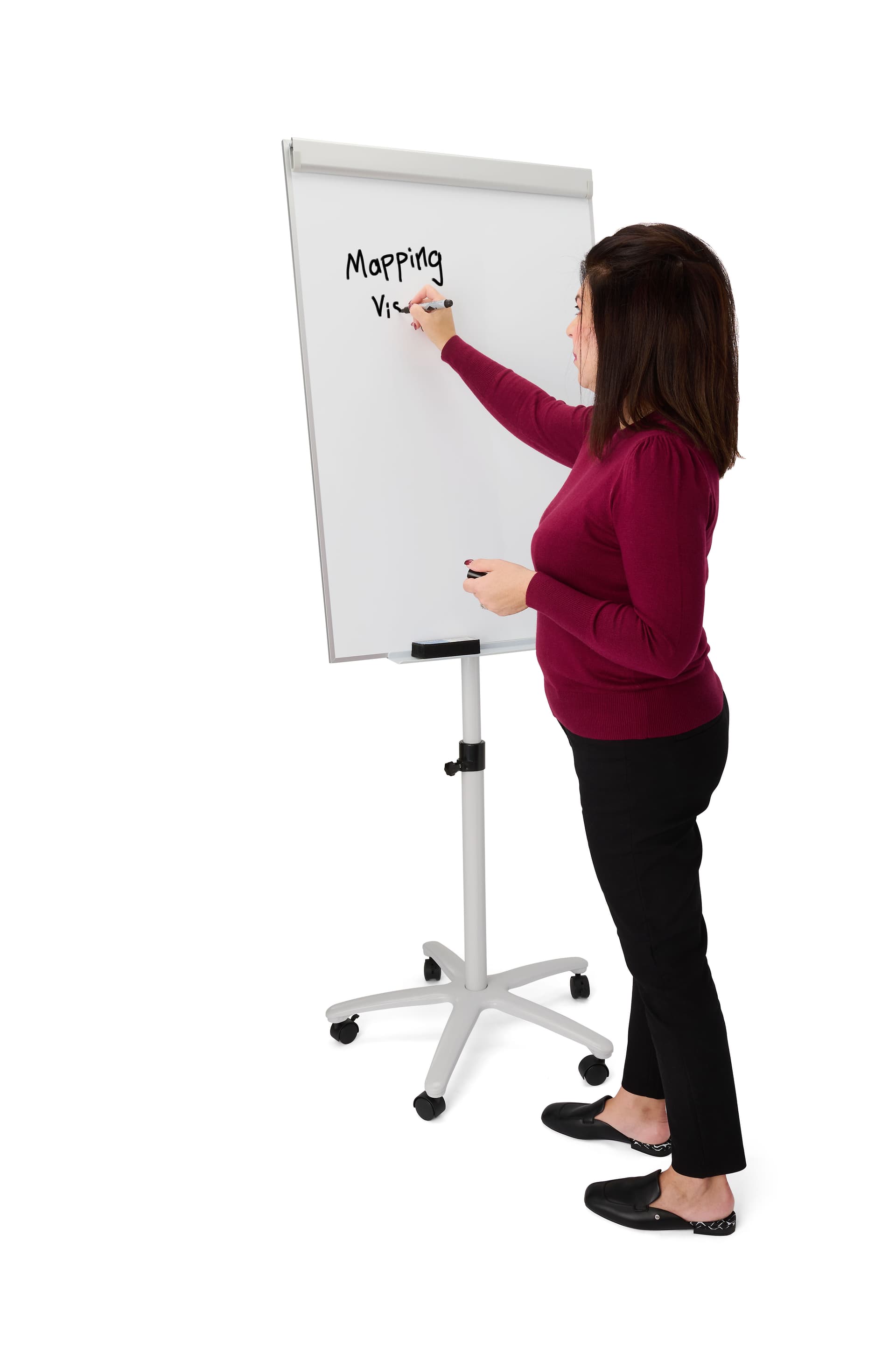 Mobile dry erase board with ghost resistant surface