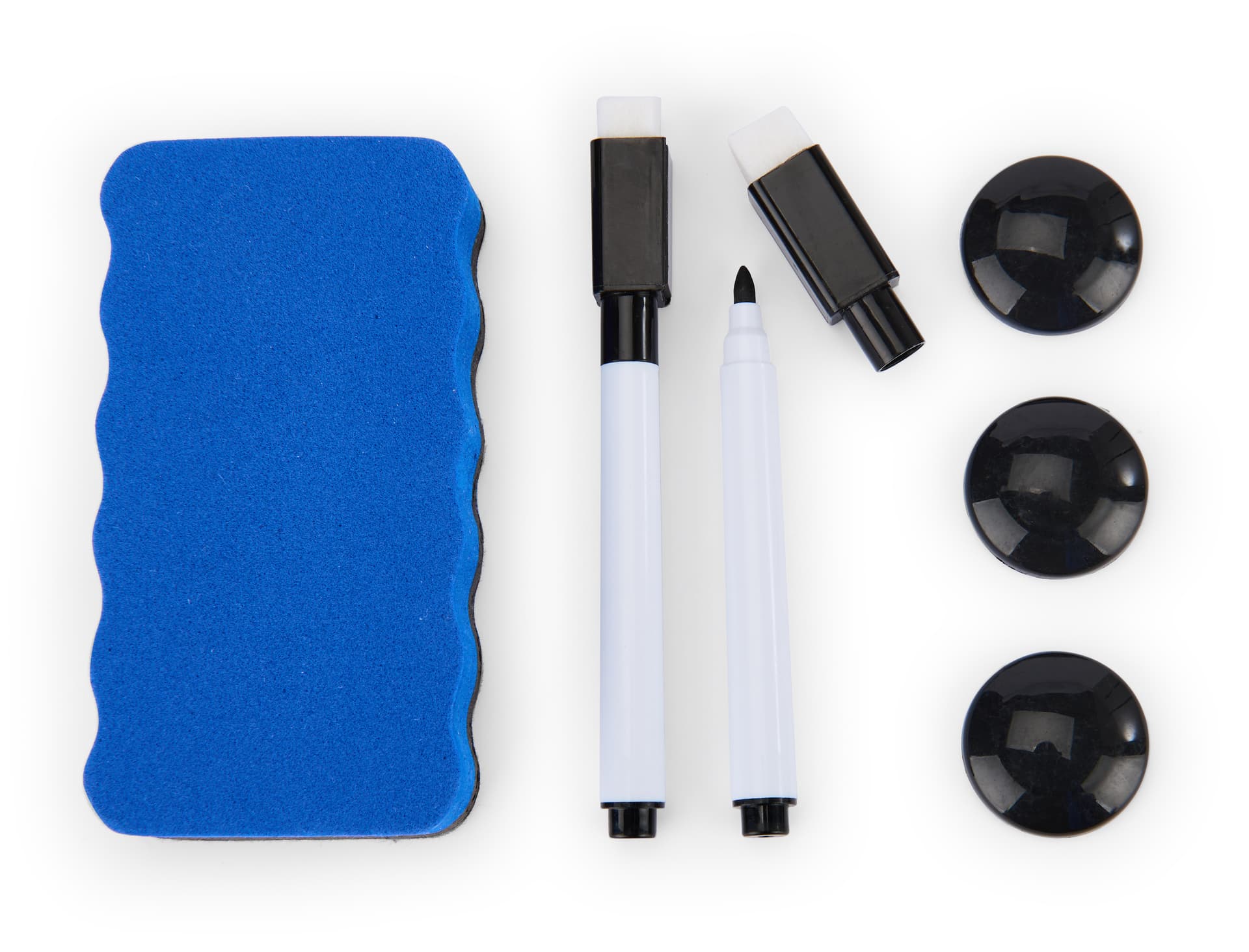 Mobile dry erase board includes 2 markers, three magnets and eraser