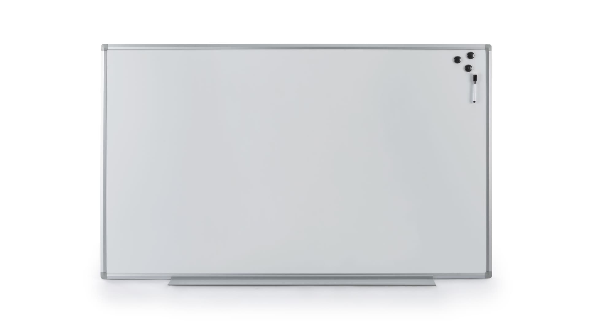 Large magnetic whiteboard with tray for tools