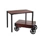 Nesting Tables, 1 Tall w/ Metal Legs, 1 Short w/ Wagon Wheels, Set of 2 – Mahogany