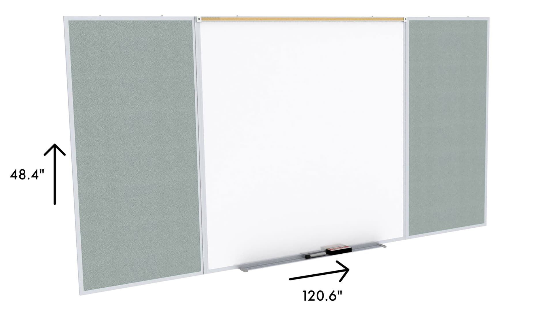 120 inch x 48 inch whiteboard with tack board