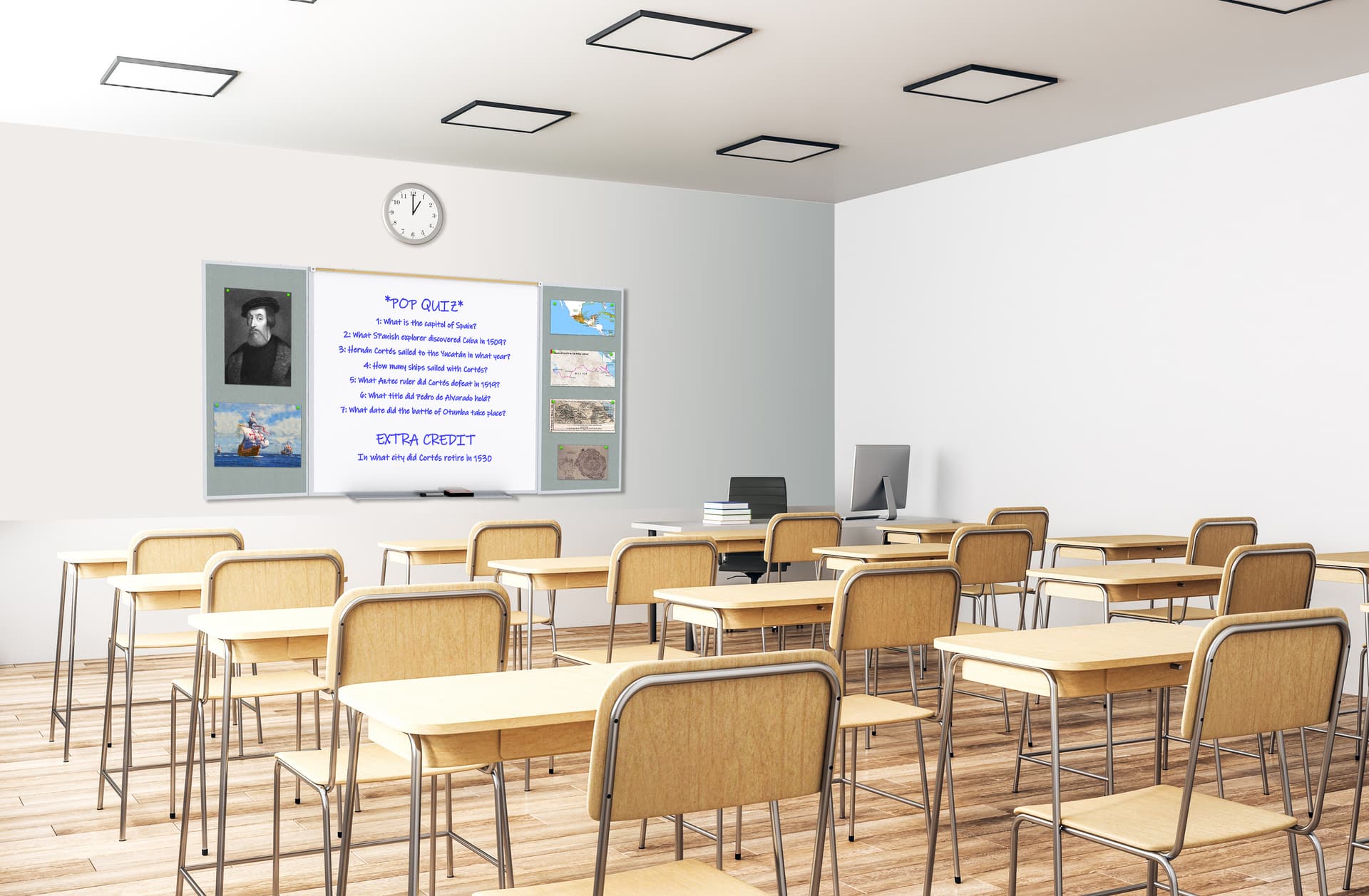 Whiteboard with tack board is ideal for use in classrooms