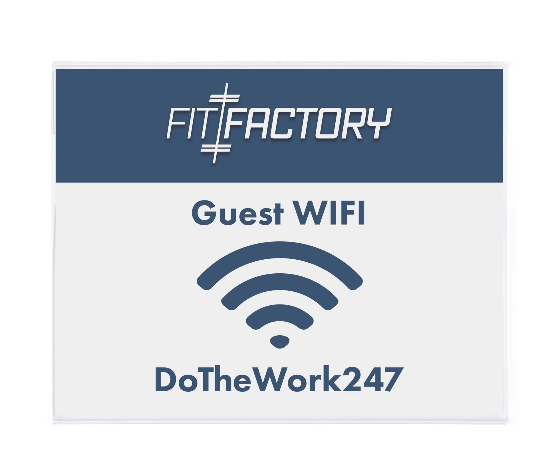 Wall mounted sign holder with guest wifi signage