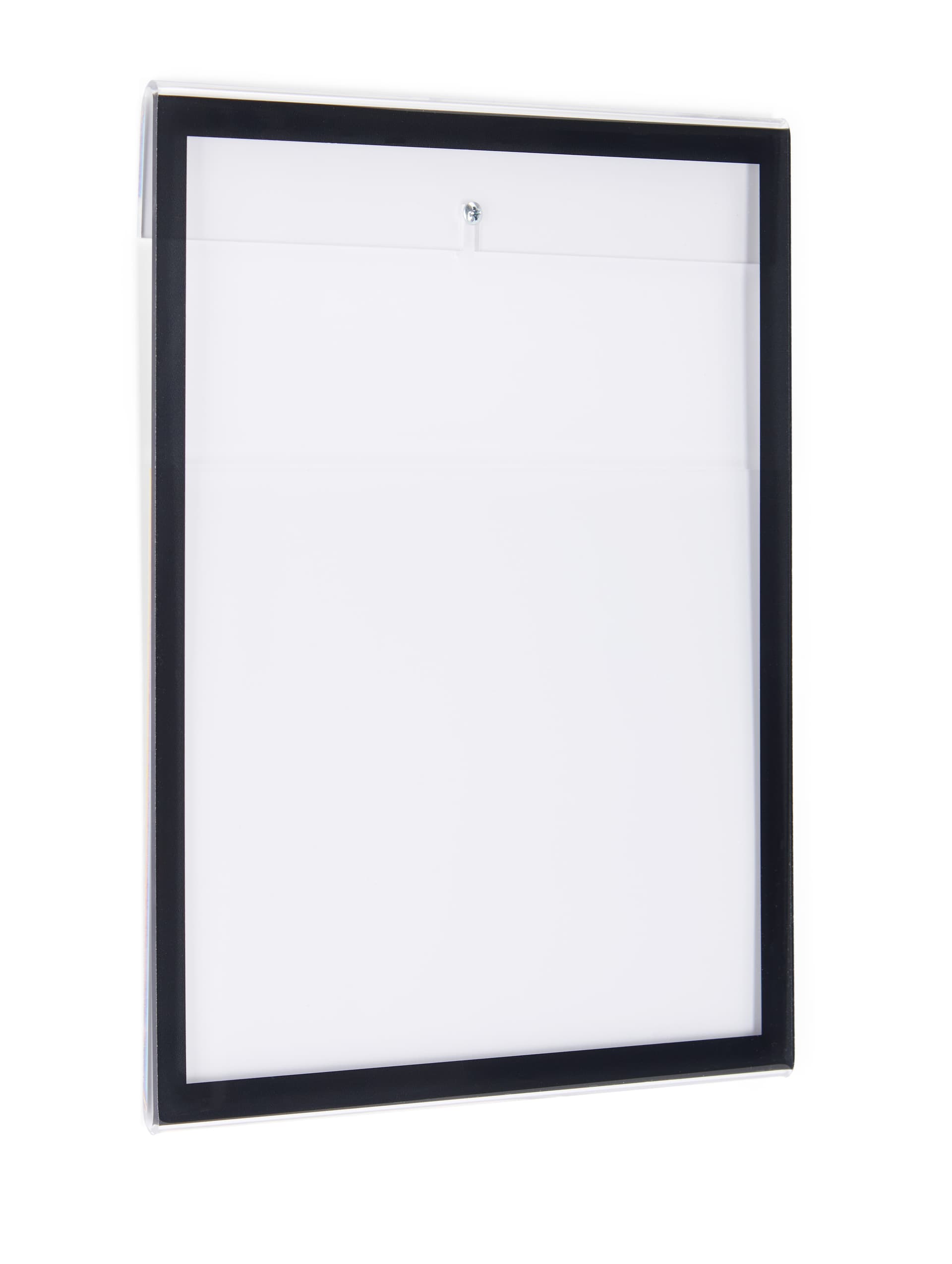 Wall mounted sign holder with side insert
