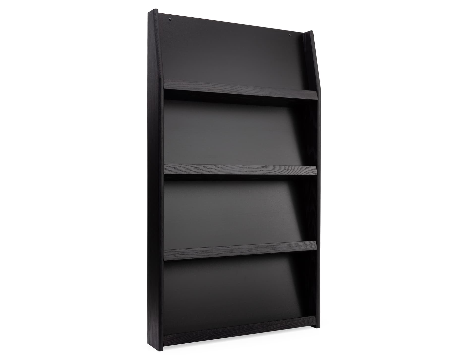 Open pocket black 4-tiered wall literature holder magazine rack