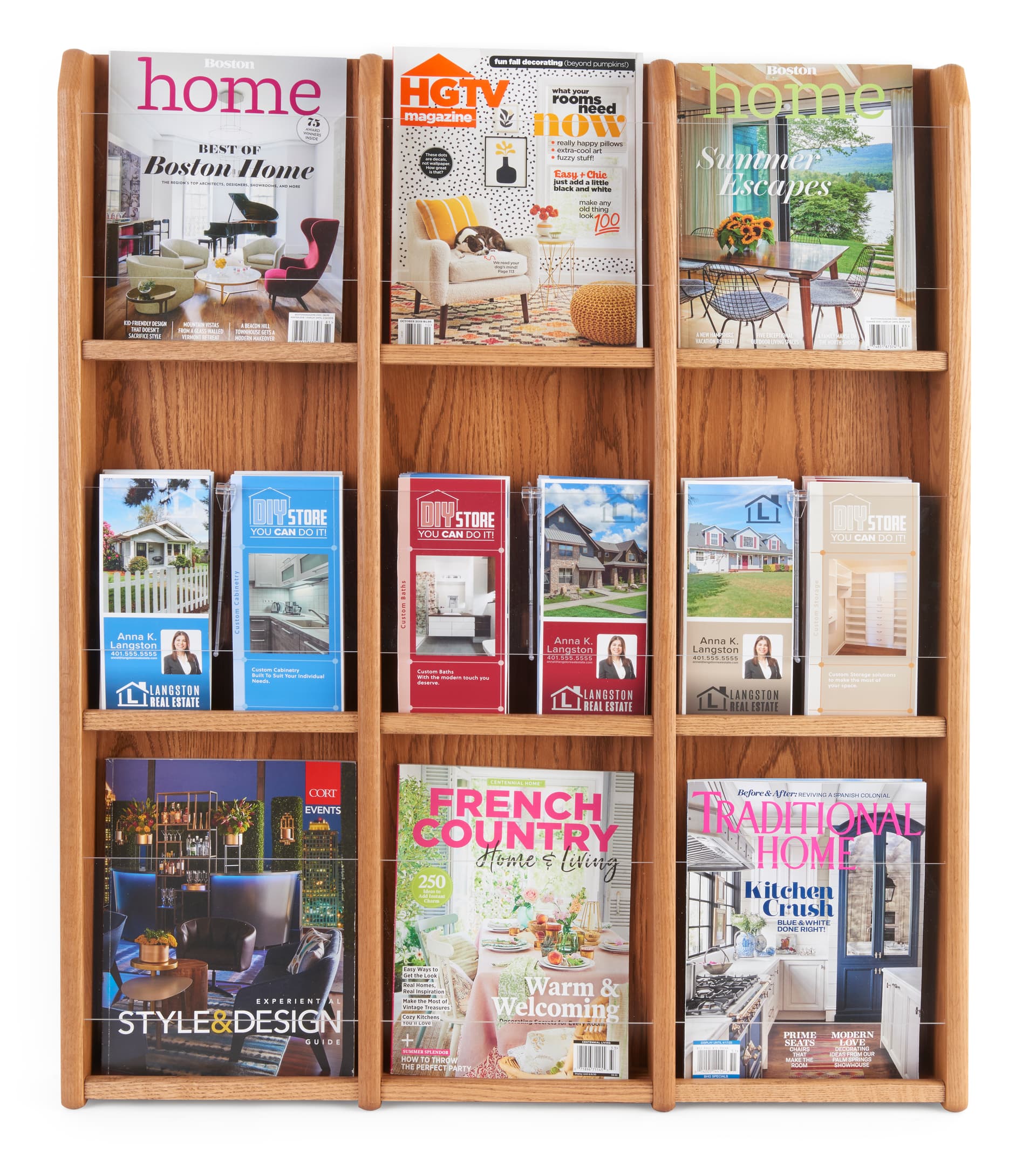 Wall hanging 9 magazine display by wooden mallet