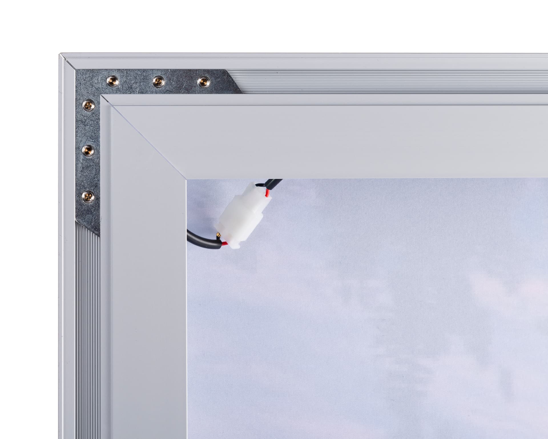 LED SEG fabric light box for wall with secure corner connections