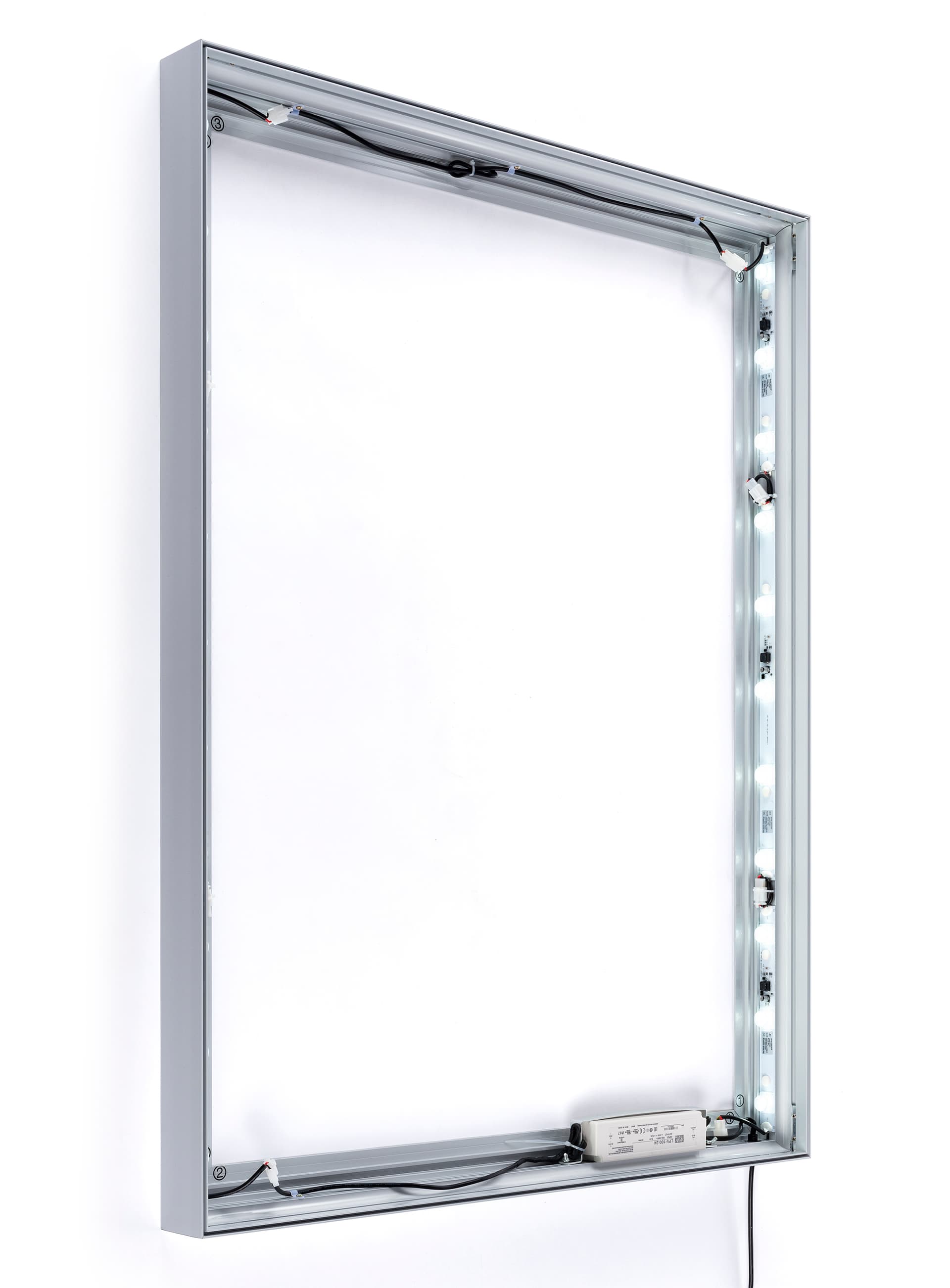 36 x 48 SEG fabric illuminated wall frame with brushed silver finish