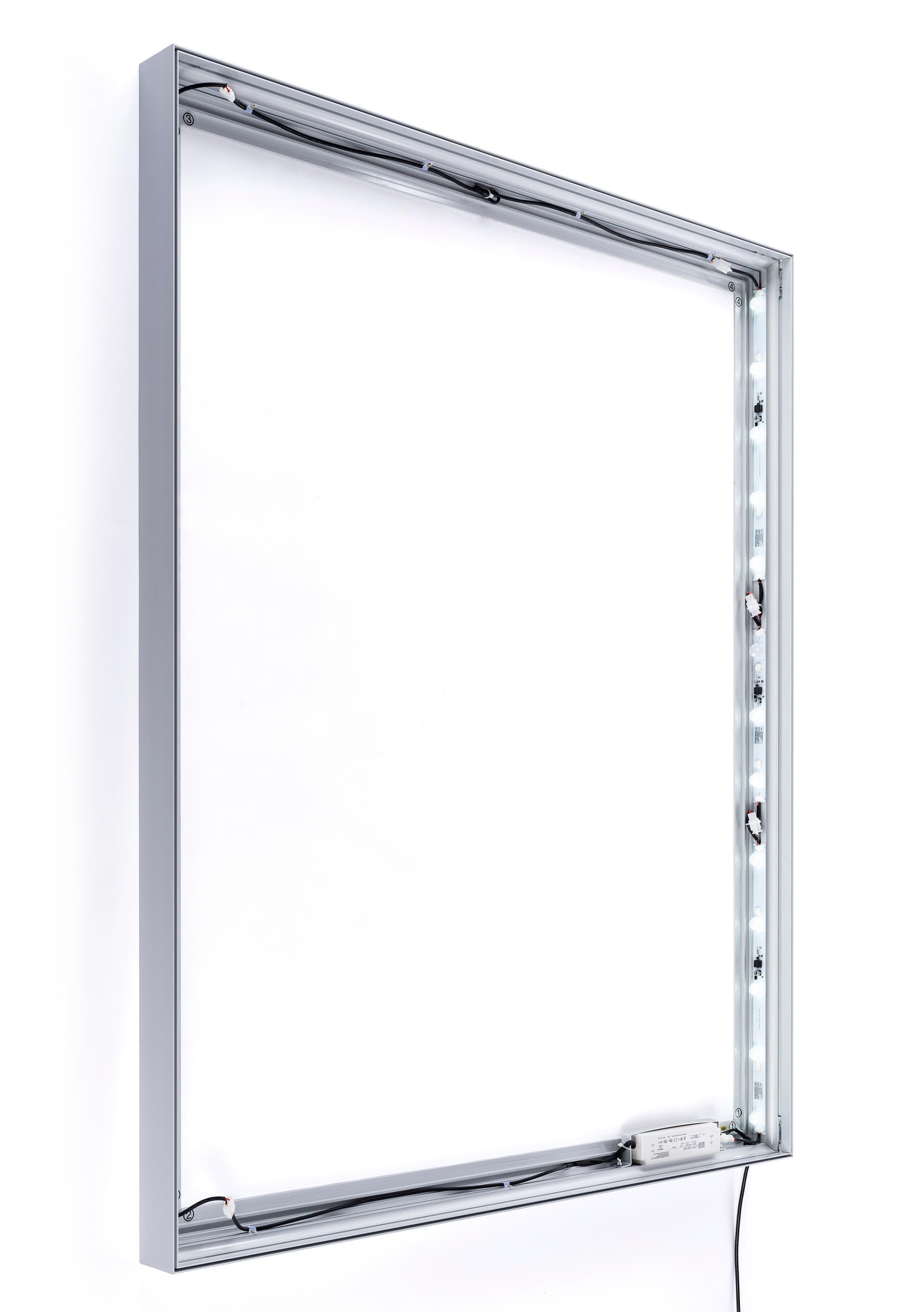 SEG LED wall display system with bushed silver finish