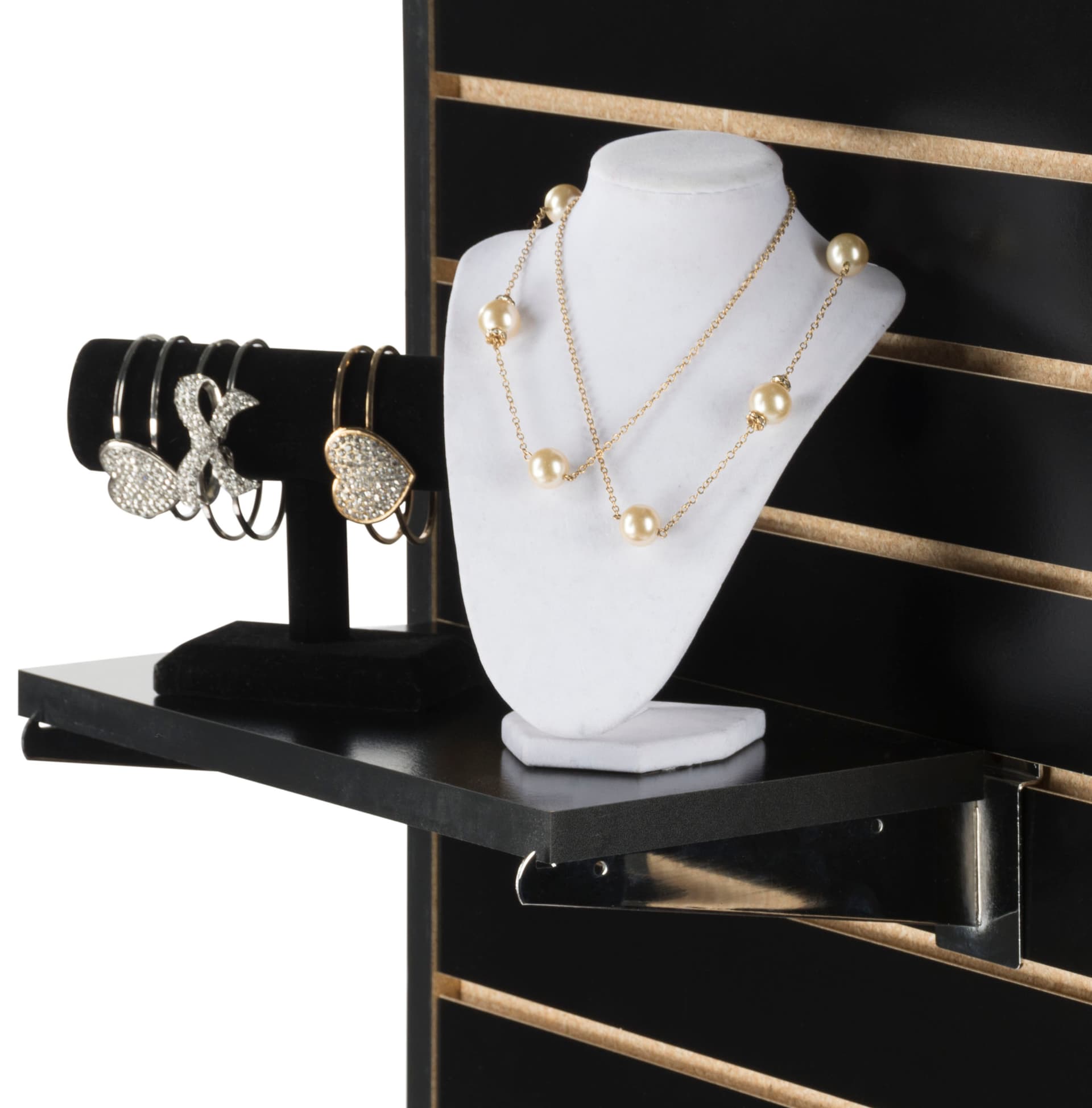14" Black Slatwall Shelf Promotes Merchandise
